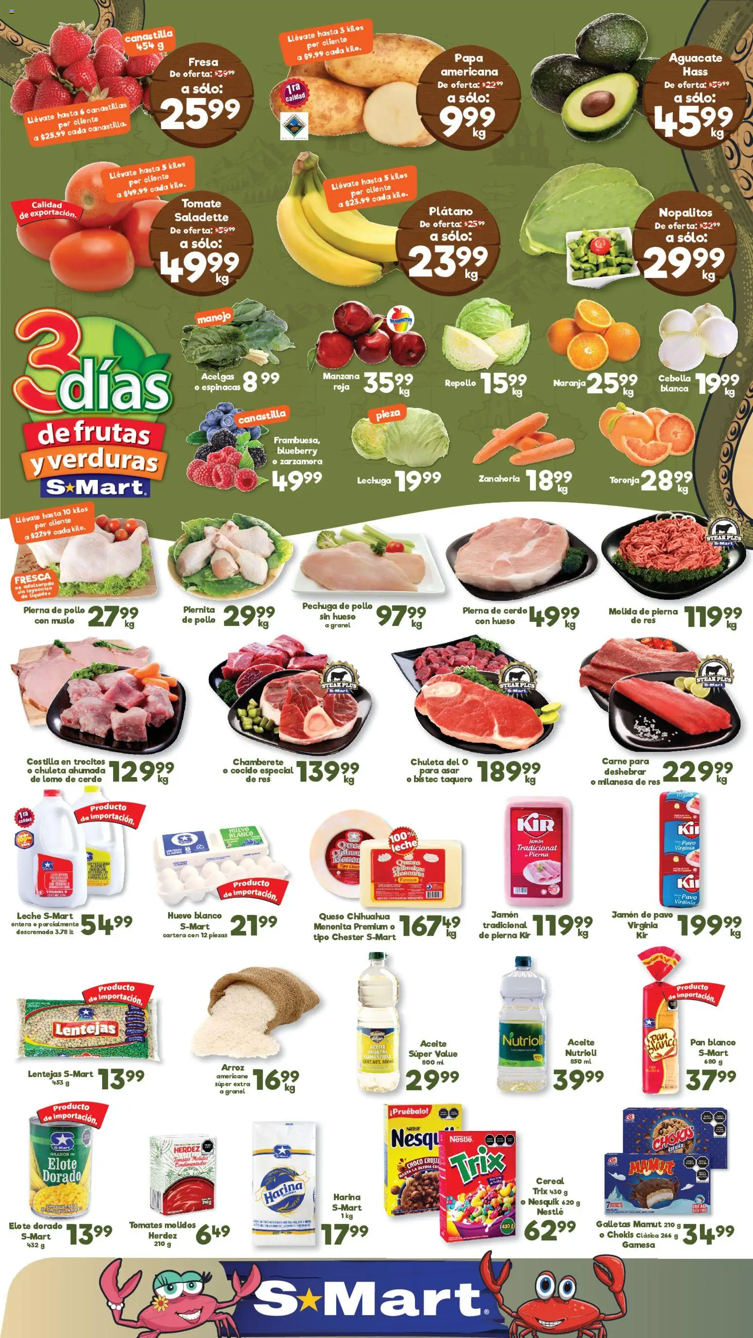 Nuevas ofertas de S-Mart válidas en toda la República Mexicana desde el 03.03.2026. ¡Encuentra las mejores ofertas en S-Mart folleto Juárez! | Página: 1 | Productos: Milanesa, Aguacate, Cerdo, Arroz