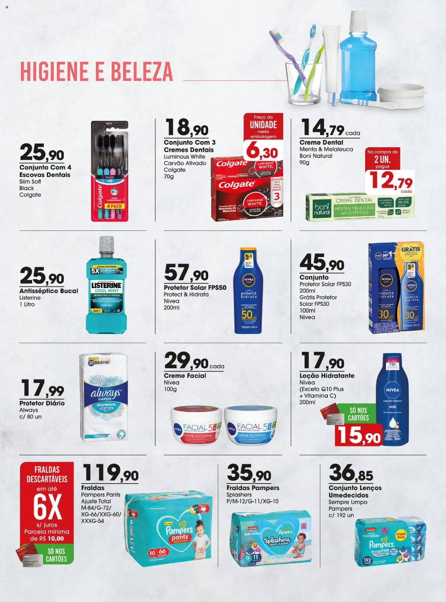 Zaffari Folheto - válido de 04.11.2025 | Página: 17 | Produtos: Protetor solar, Fraldas, Creme dental, Vitamina c