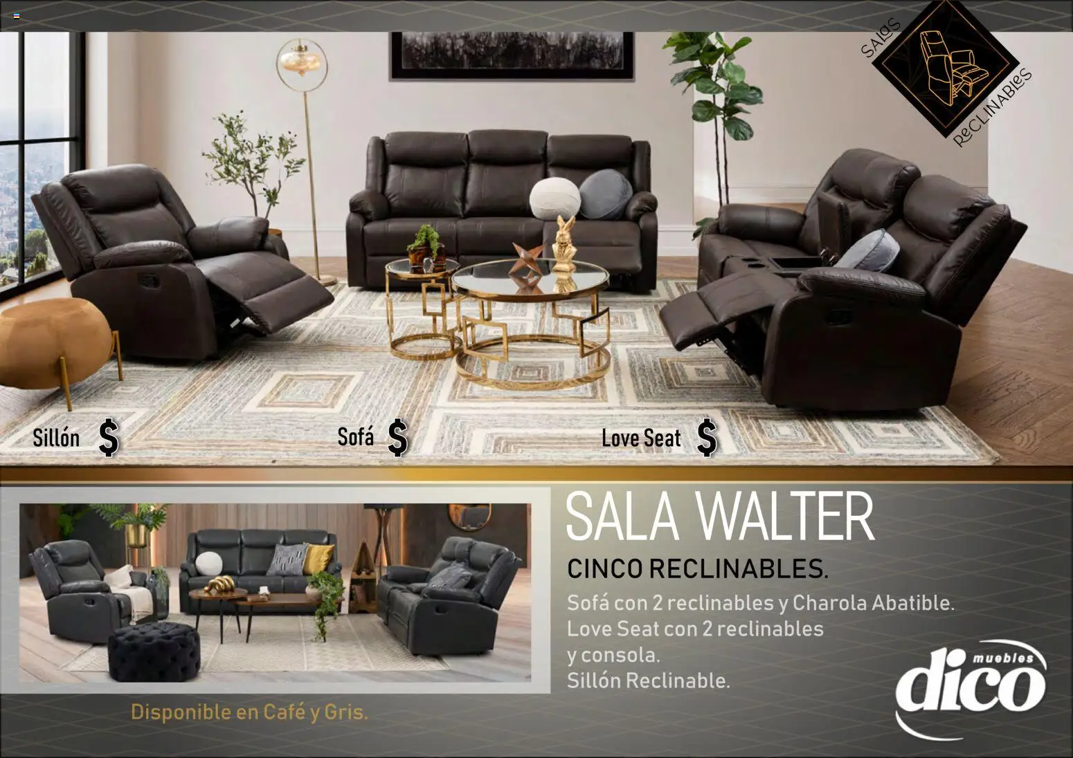 Nuevas ofertas de Muebles Dico válidas en toda la República Mexicana desde el 27.03.2026. ¡Encuentra las mejores ofertas en Muebles Dico catálogo Salas reclinables ! | Página: 19 | Productos: Sofá, Sillón, Café, Sales