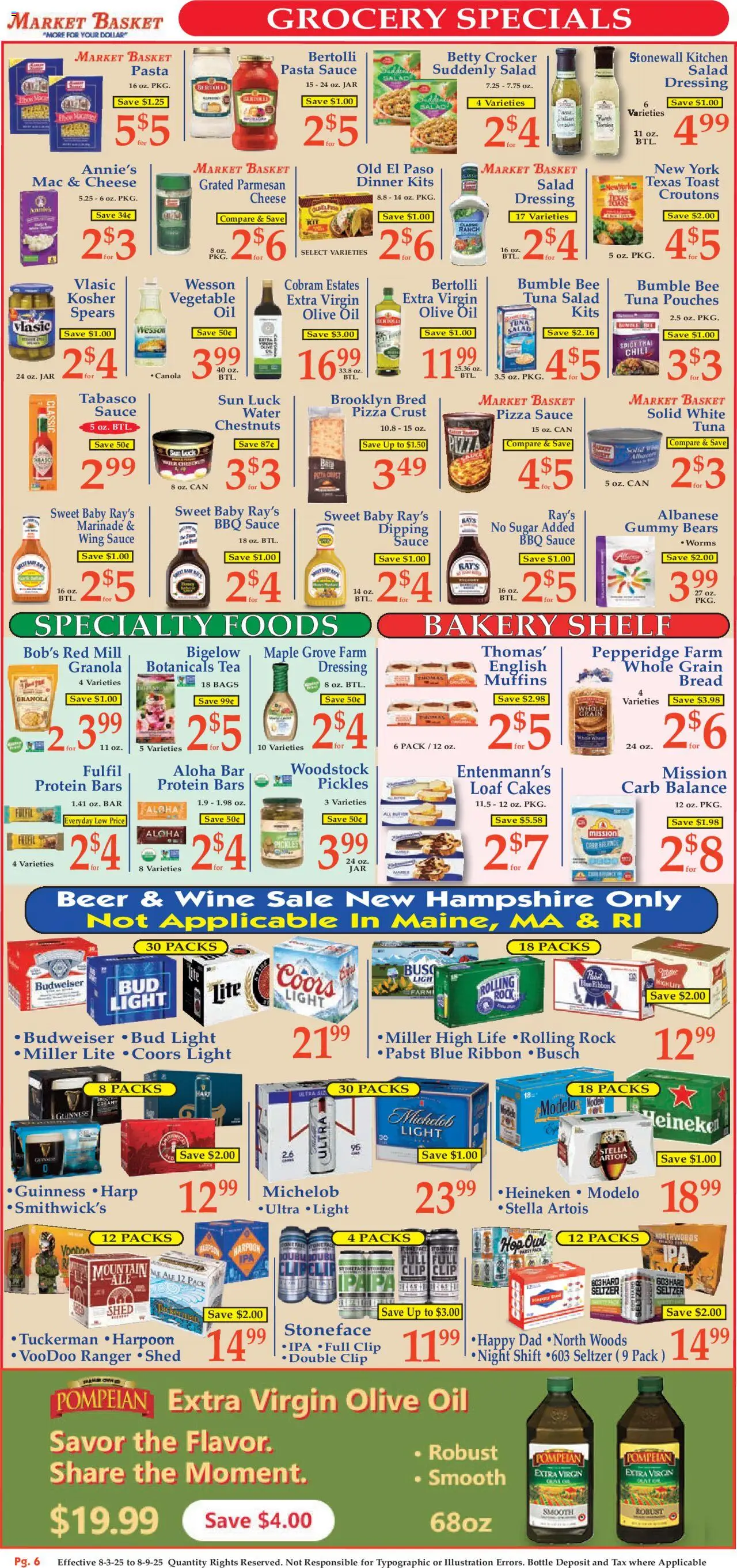 Market Basket Ad - valid from 03.08.2025 | Page: 6 | Products: Shelf, Basket, Salad, Sauce