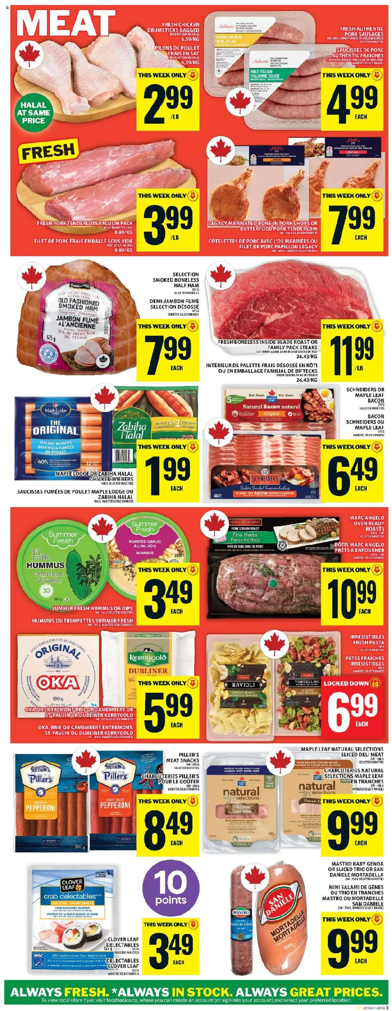 Food Basics flyer valid from 02.10.2025 | Page: 7 | Products: Pasta, Salami, Ham, Chicken