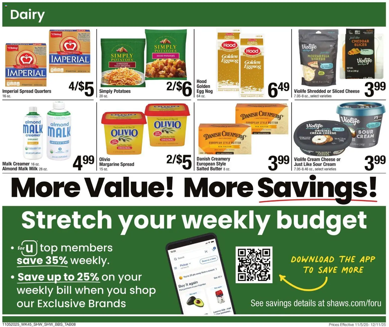Shaw's Big Book of Savings - valid from 05.11.2025 | Page: 8 | Products: Pin, Cheese, Sour cream, Cream