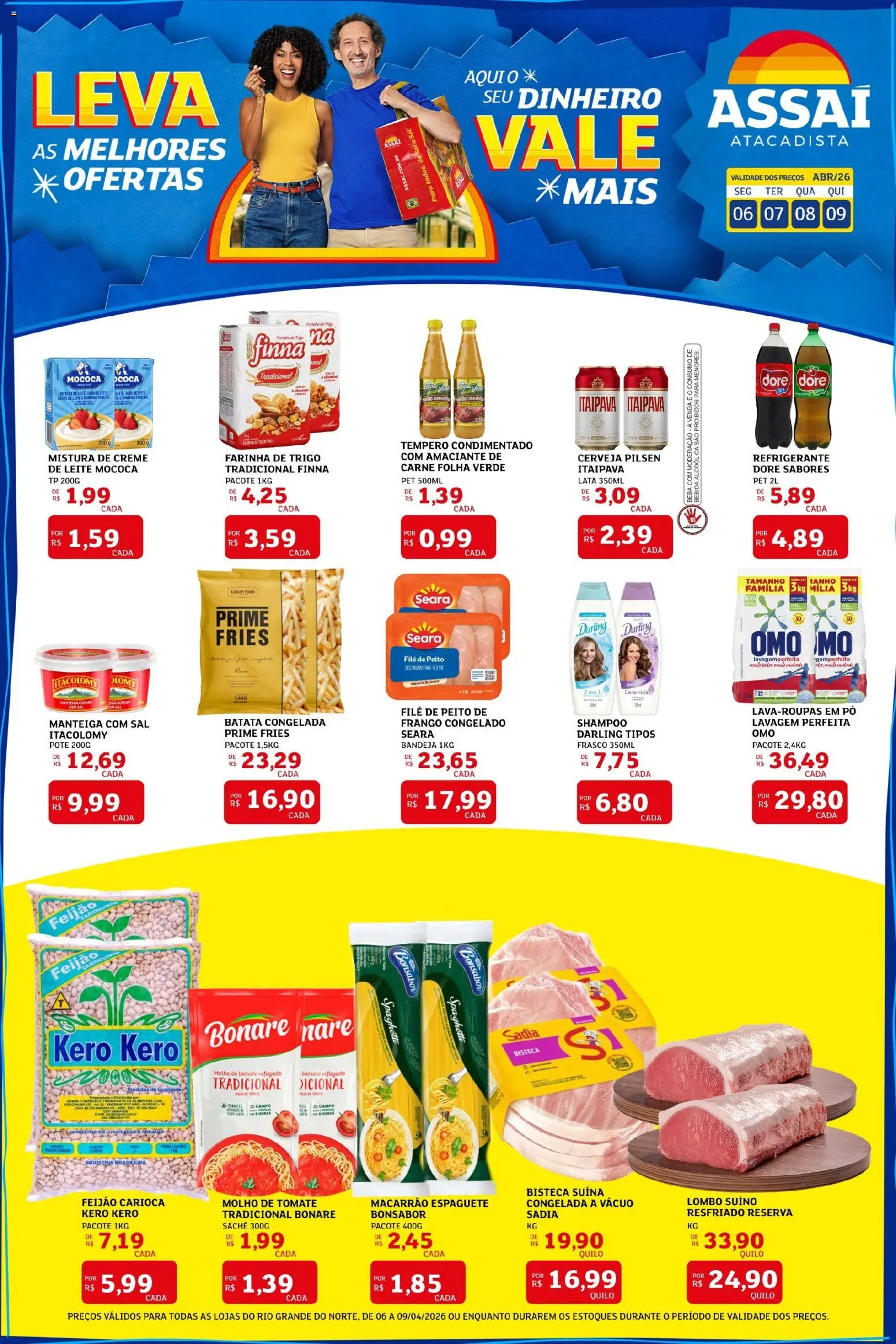 Assaí Atacadista Folheto - válido de 06.04.2026 | Página: 1 | Produtos: Feijão, Bebida, Sal, Amaciante