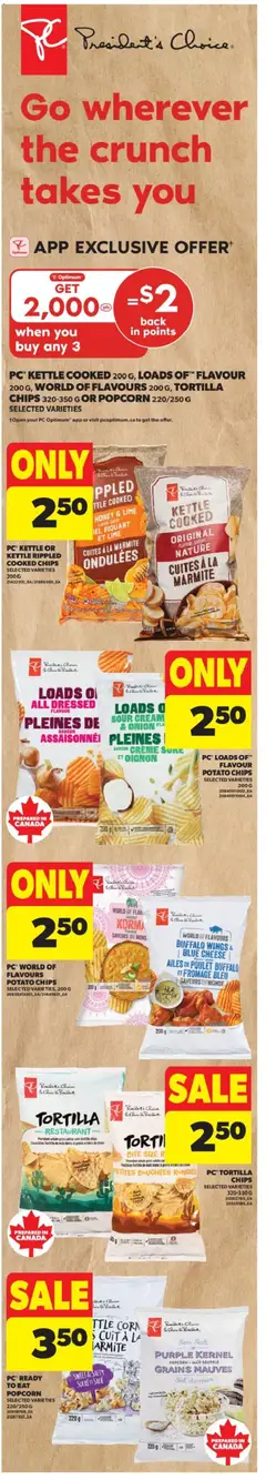 Preview of Real Canadian Superstore weekly flyer / circulaire from shop Real Canadian Superstore valid from 09.04.2026 | Page: 2 | Products: Chips, PC, Kettle, Cheese