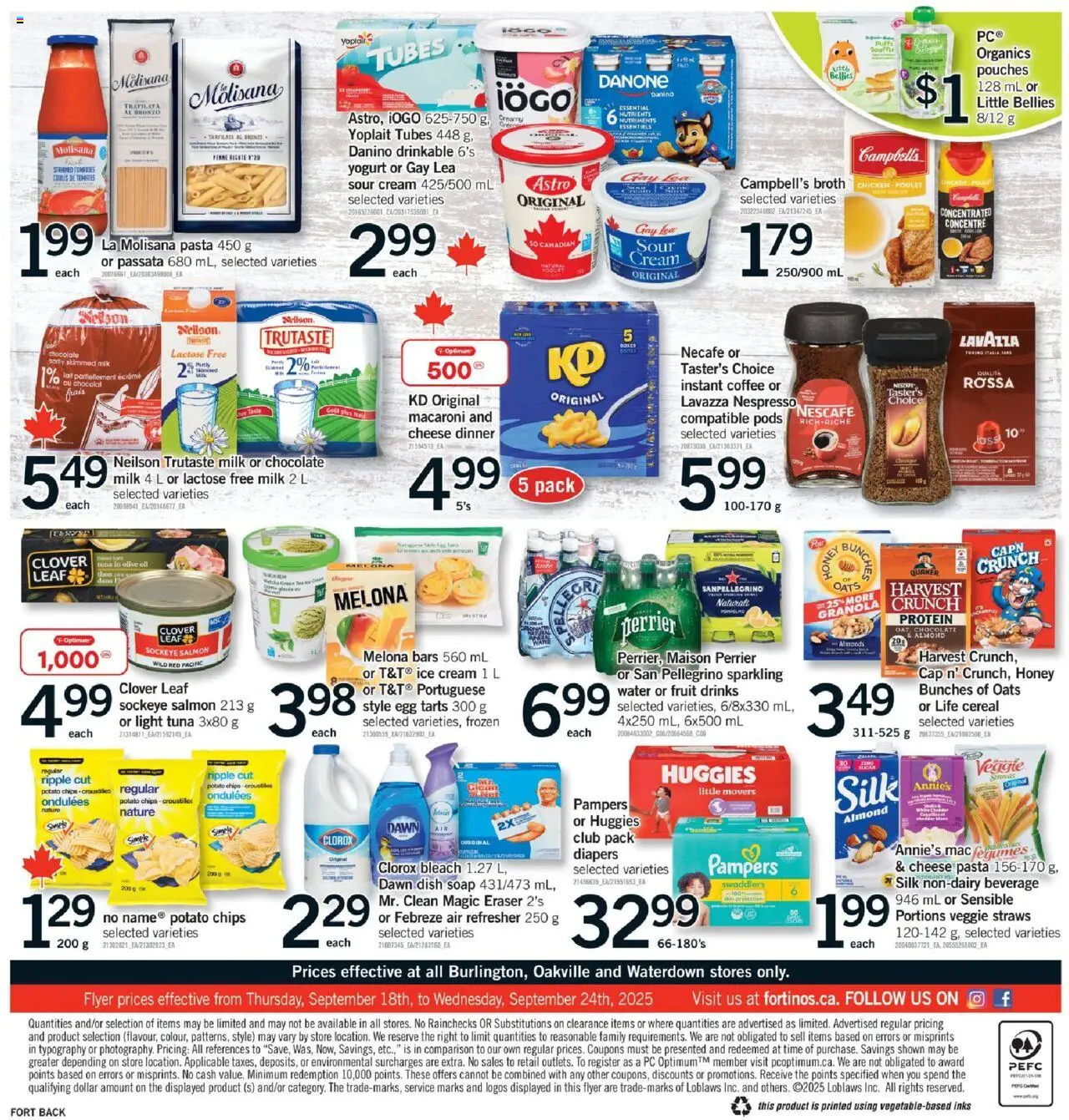 Fortinos flyer valid from 18.09.2025 | Page: 2 | Products: Sour cream, Chips, Cheese, Coffee