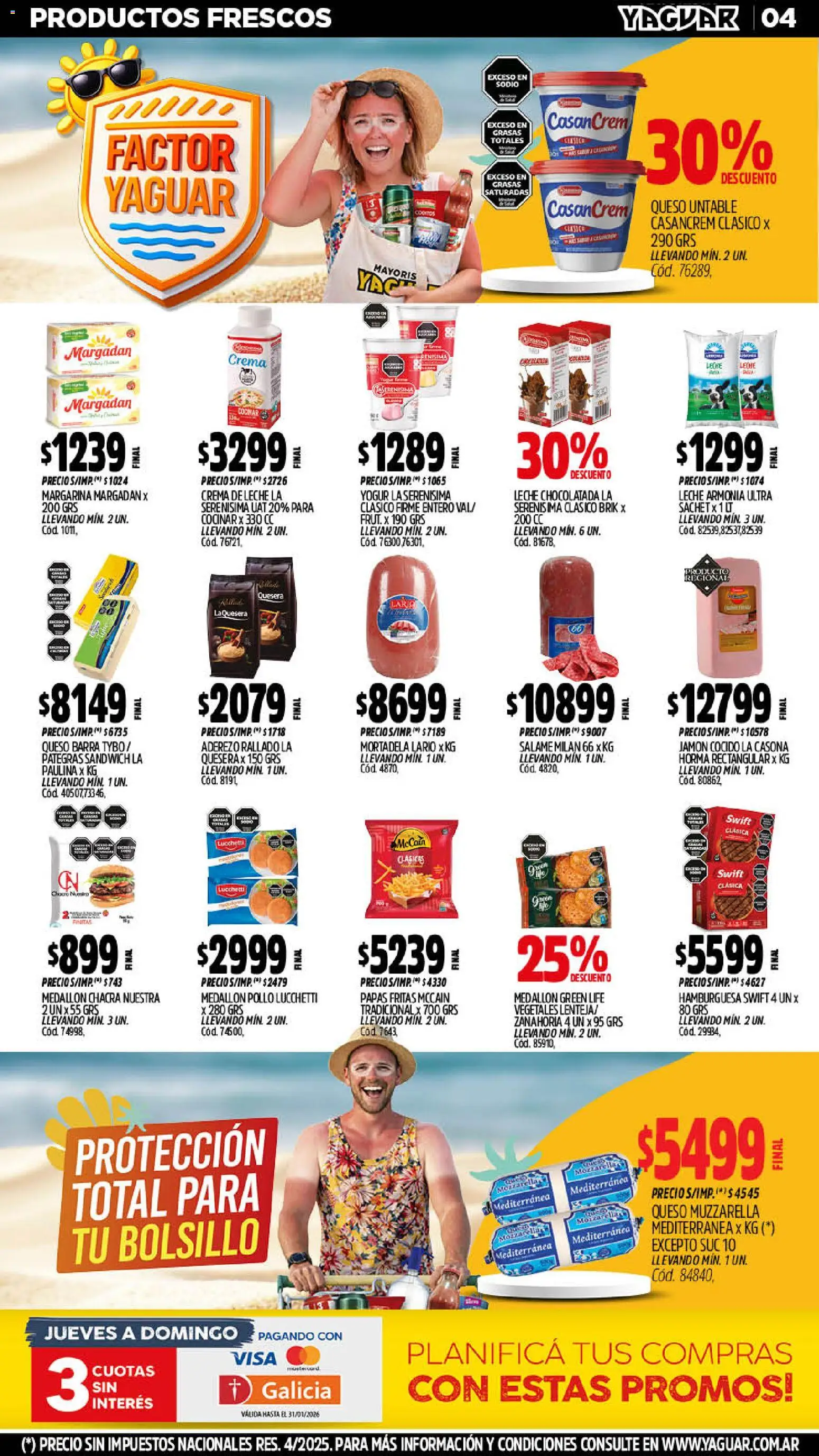Yaguar - Oferta Semanal San Juan │ válido desde el 19.01.2026 | Página: 4 | Productos: Pollo, Yogur, Chocolatada, Salame