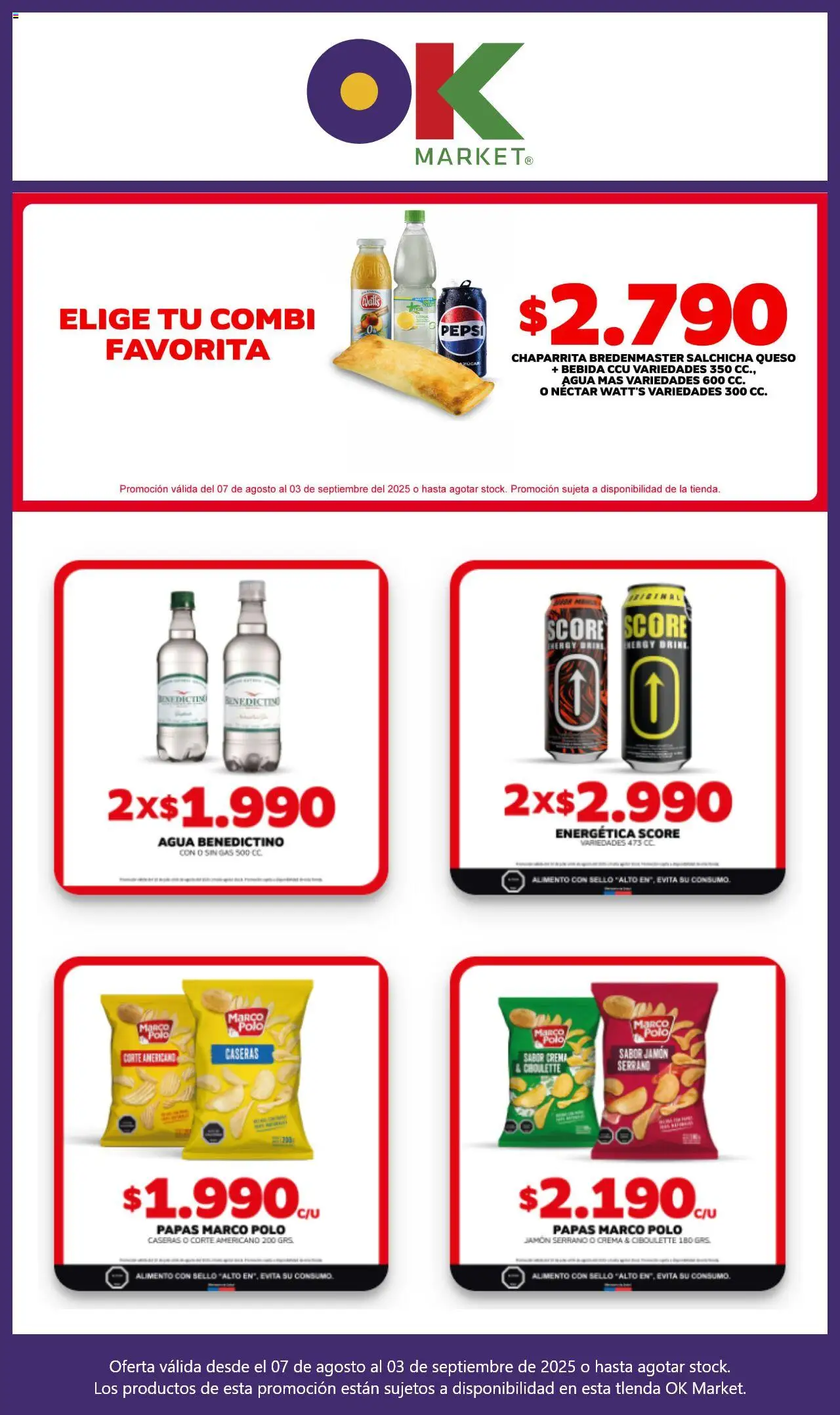 OK Market ofertas  │ válido desde el 07.08.2025 | Página: 9 | Productos: Agua, Queso, Jamón, Crema