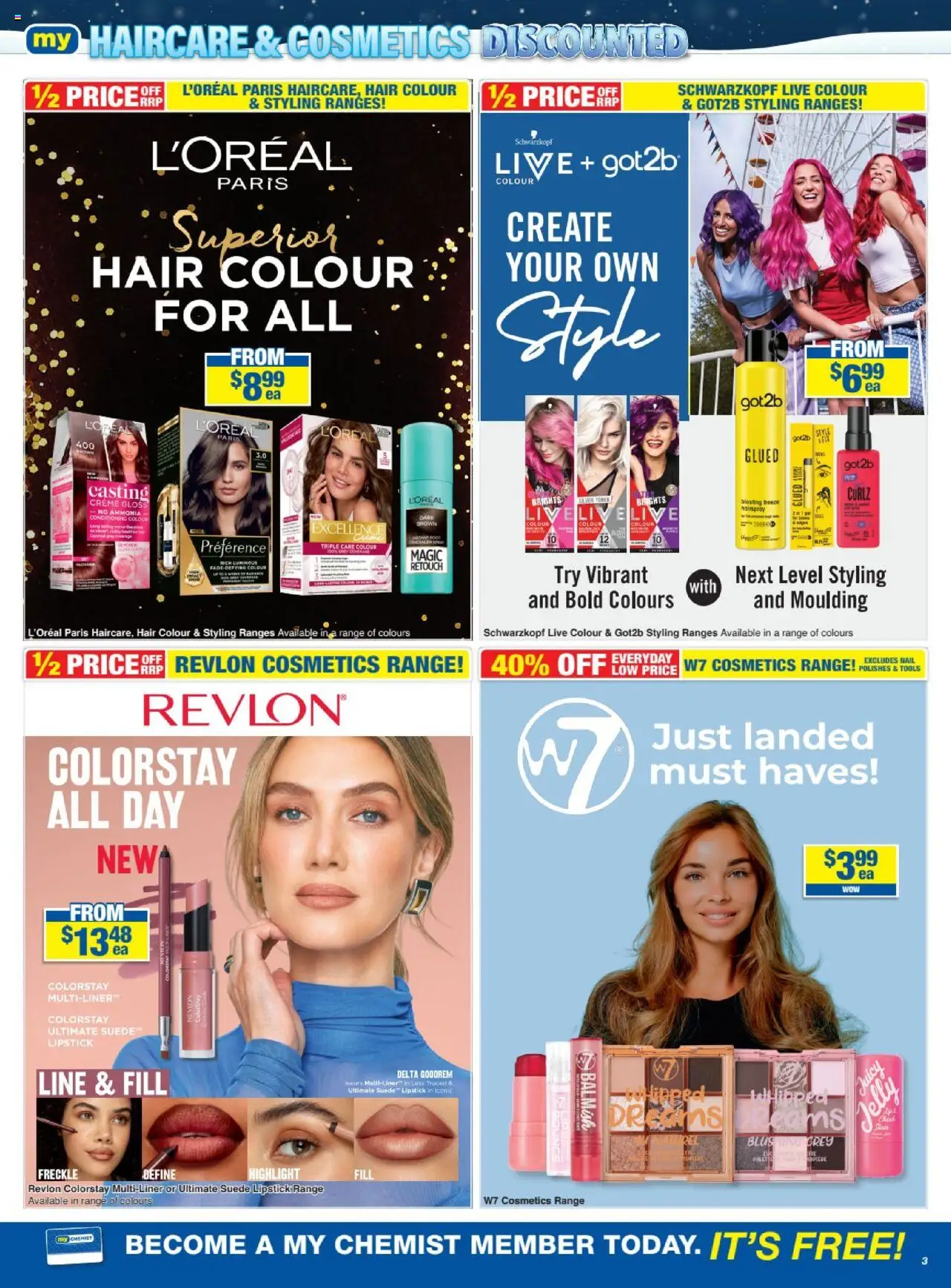My Chemist catalogue - valid from 19.06.2025 | Page: 3 | Products: Lipstick, Hair colour, Toner, Tools