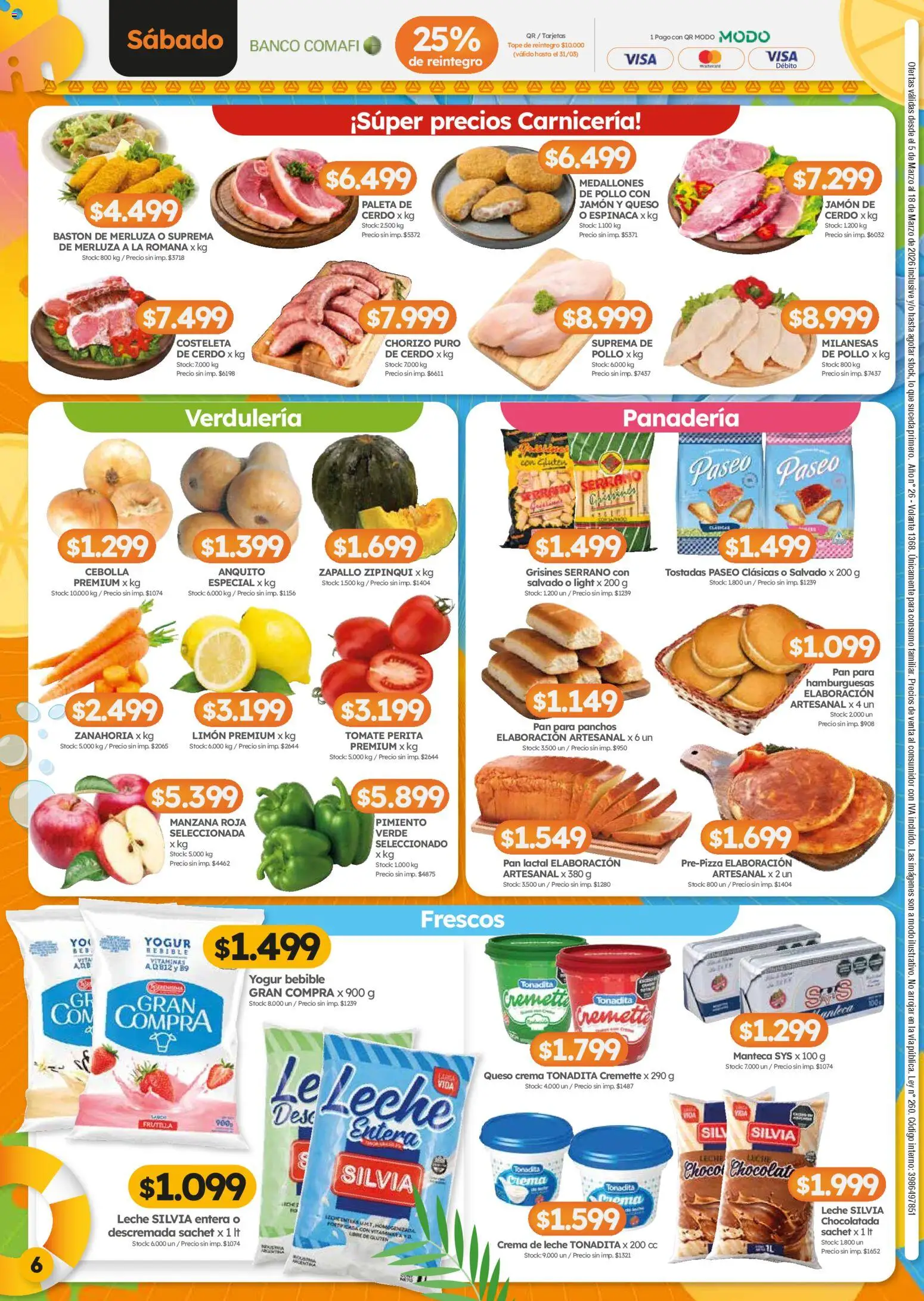 Cordiez ofertas │ válido desde el 05.03.2026 | Página: 6 | Productos: Pollo, Zapallo, Queso crema, Manteca