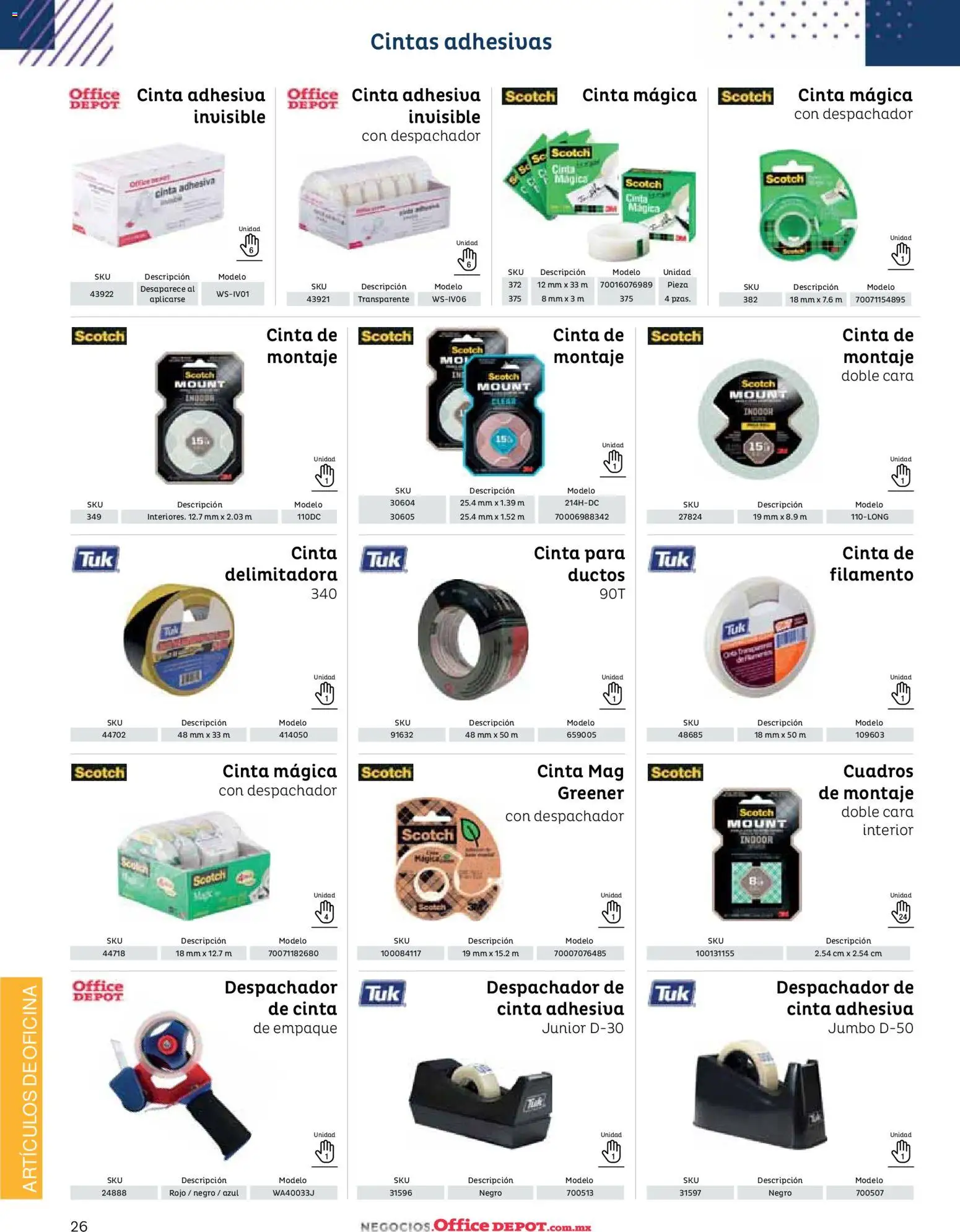 Nuevas ofertas de Office Depot válidas en toda la República Mexicana desde el 12.01.2026. ¡Encuentra las mejores ofertas en Office Depot catálogo 2026! | Página: 28 | Productos: Cinta