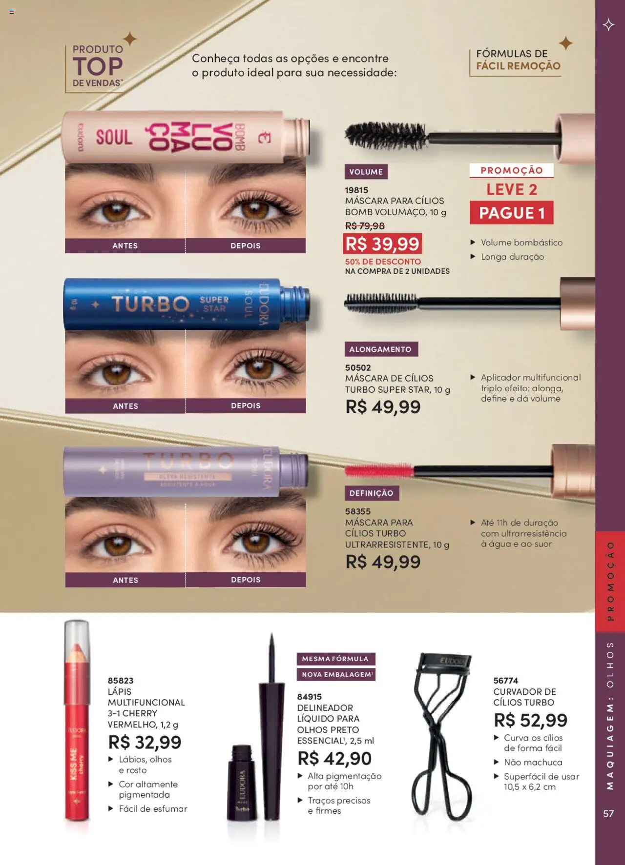 Eudora Folheto - válido de 08.09.2025 | Página: 57 | Produtos: Maquiagem, Máscara para cílios, Multifuncional, Lápis