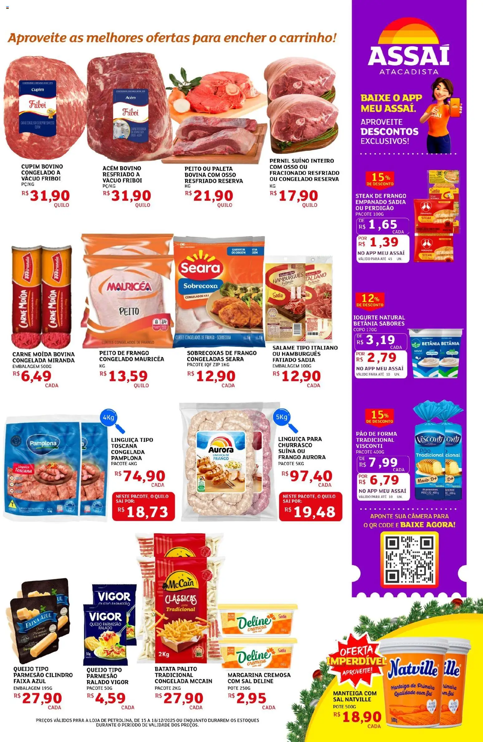 Assaí Atacadista Folheto - válido de 15.12.2025 | Página: 3 | Produtos: Pernil, Pão, Queijo parmesão, Frango