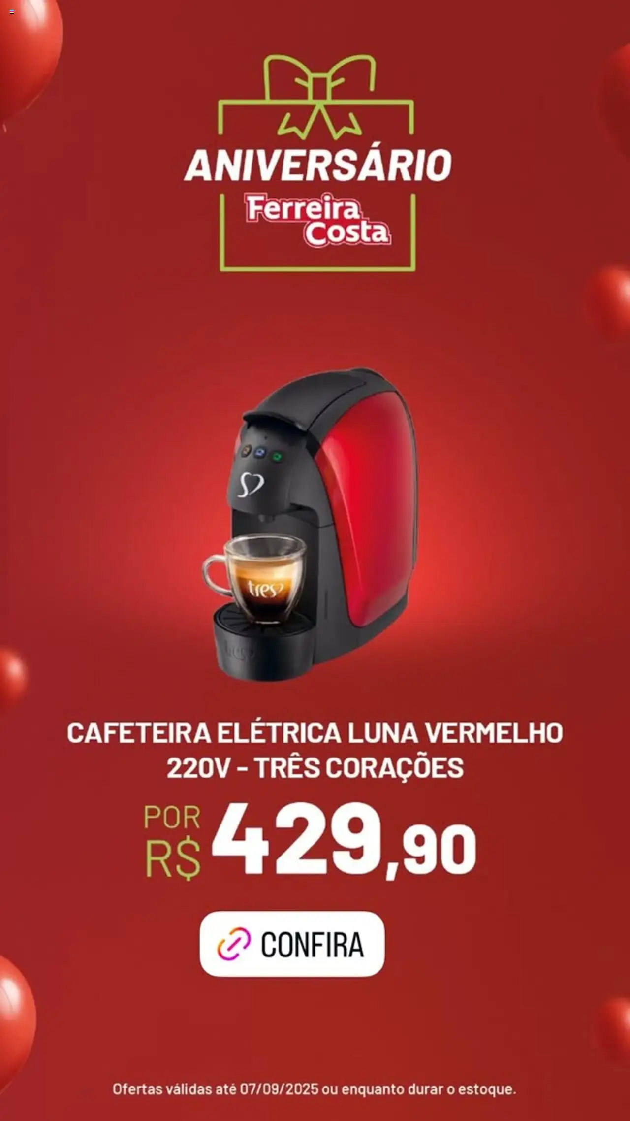 Ferreira Costa Folheto - válido de 22.08.2025 | Página: 3 | Produtos: Tres corações, Cafeteira
