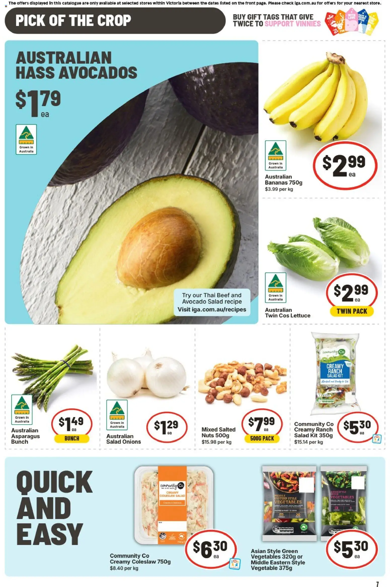 IGA catalogue - valid from 19.11.2025 | Page: 8 | Products: Bananas, Salad, Avocado, Vegetables