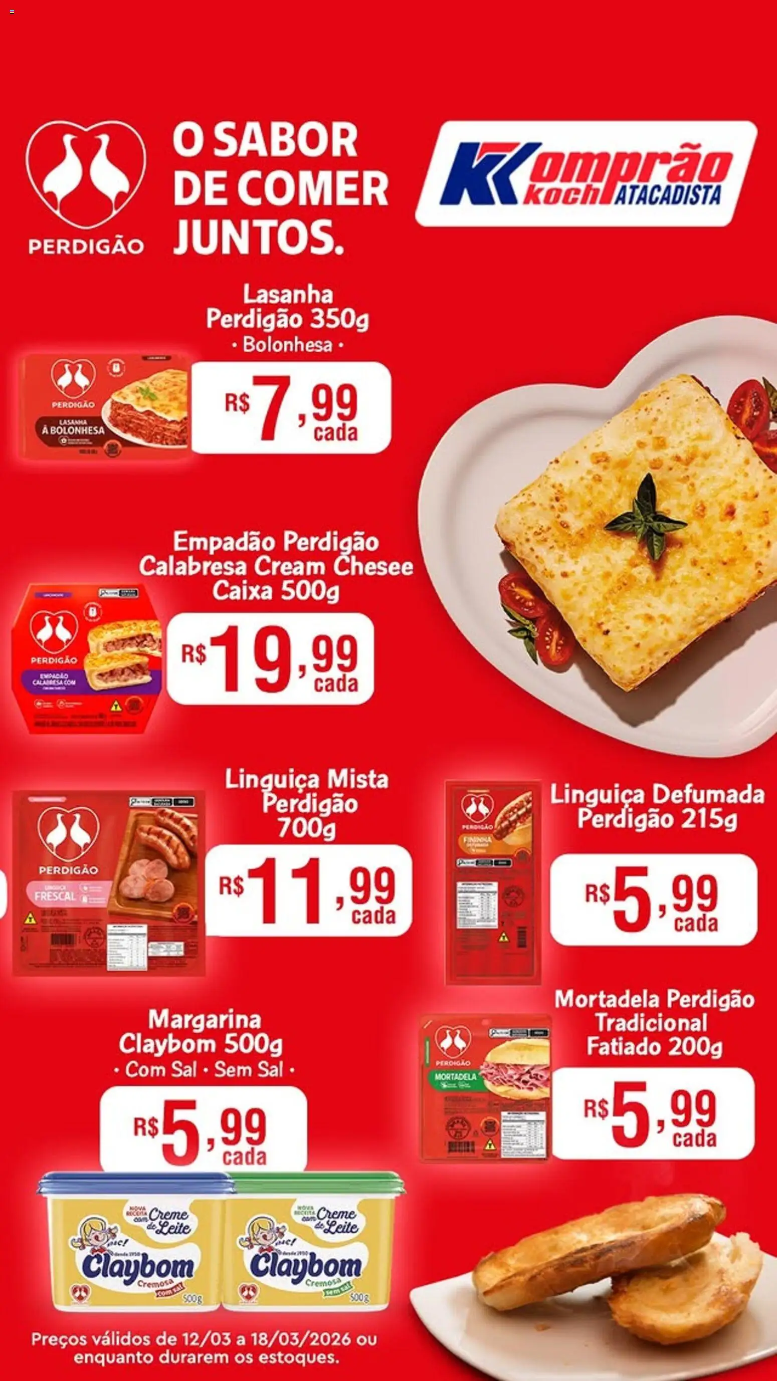 Komprao Atacadista Folheto - válido de 12.03.2026 | Página: 1 | Produtos: Leite, Mortadela, Creme de leite, Margarina
