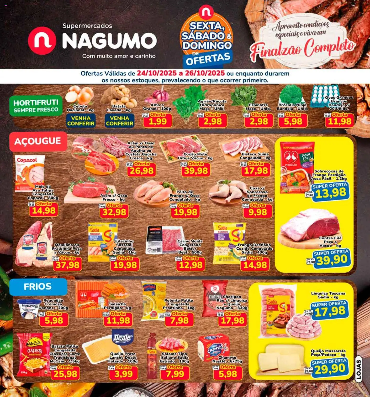 Nagumo Folheto - válido de 24.10.2025 | Página: 1 | Produtos: Acém, Contra filé, Maminha, Pão