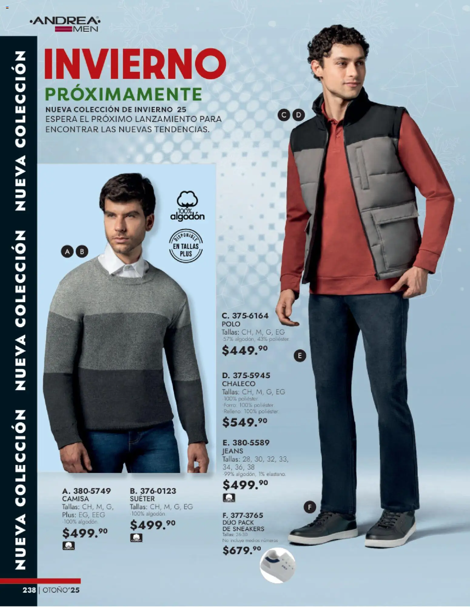 Nuevas ofertas de Andrea válidas en toda la República Mexicana desde el 26.11.2025. ¡Encuentra las mejores ofertas en Andrea catálogo Vestir Caballero otoño! | Página: 76 | Productos: Suéter, Chaleco, Camisa, Algodón
