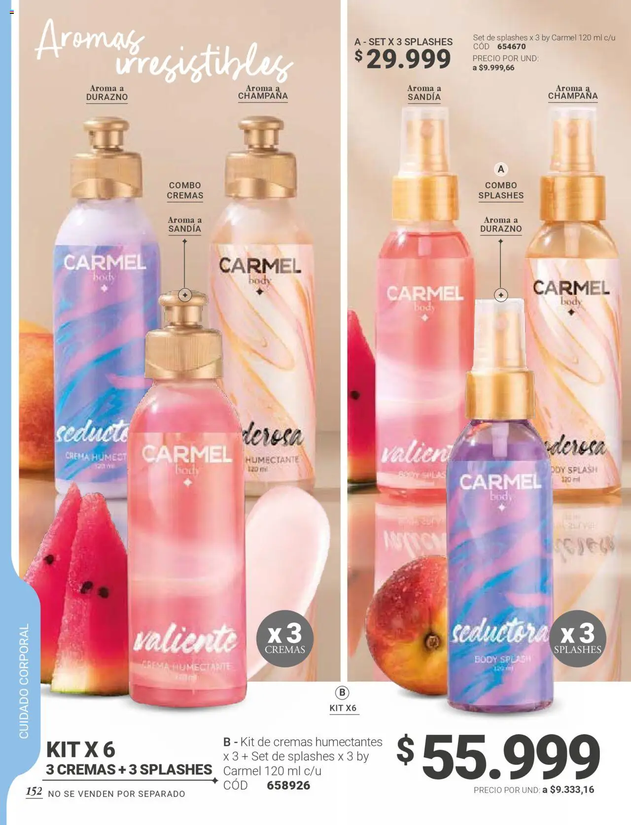 Carmel revista - valida desde el 01.09.2025 | Página: 155 | Productos: Crema, Body, Champaña, Durazno
