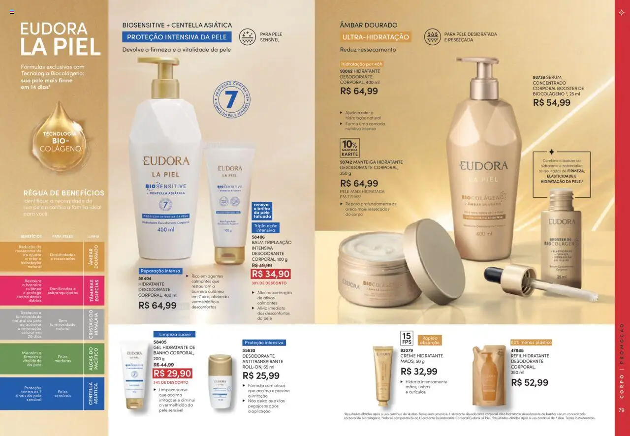 Eudora Folheto - válido de 06.08.2025 | Página: 40 | Produtos: Colágeno, Tâmaras, Manteiga, Sérum