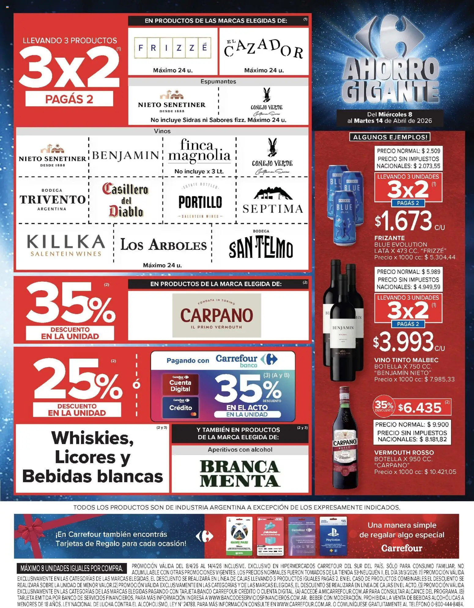 Carrefour ofertas │ válido desde el 08.04.2026 | Página: 10 | Productos: Caso, Botella, Banco, Vino