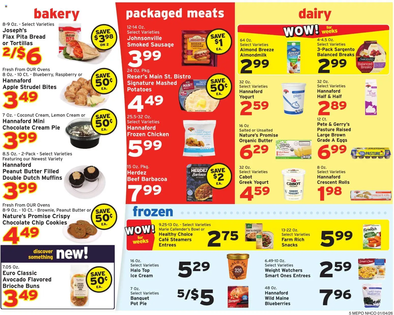 Hannaford Weekly Ad - valid from 04.01.2026 | Page: 8 | Products: Bread, Chocolate, Beef, Lemon