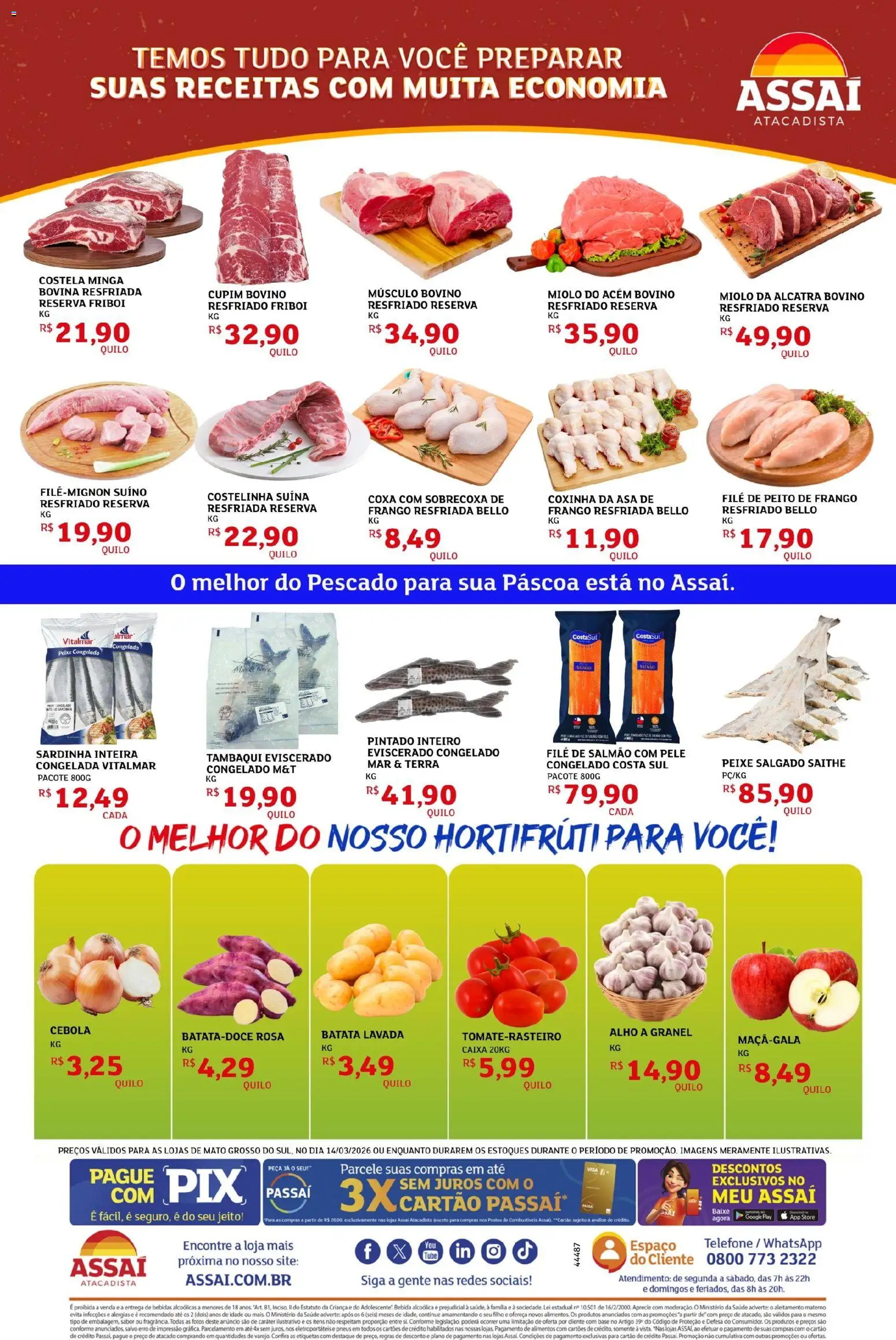 Assaí Atacadista Folheto - válido de 14.03.2026 | Página: 2 | Produtos: Acém, Alcatra, Peixe, Bebida