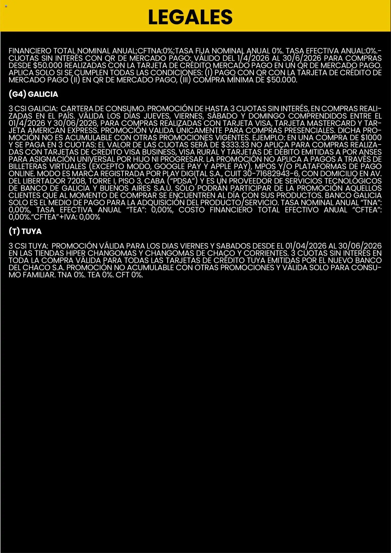 Changomas - Medios de Pago │ válido desde el 01.04.2026 | Página: 12 | Productos: Cartera, Banco