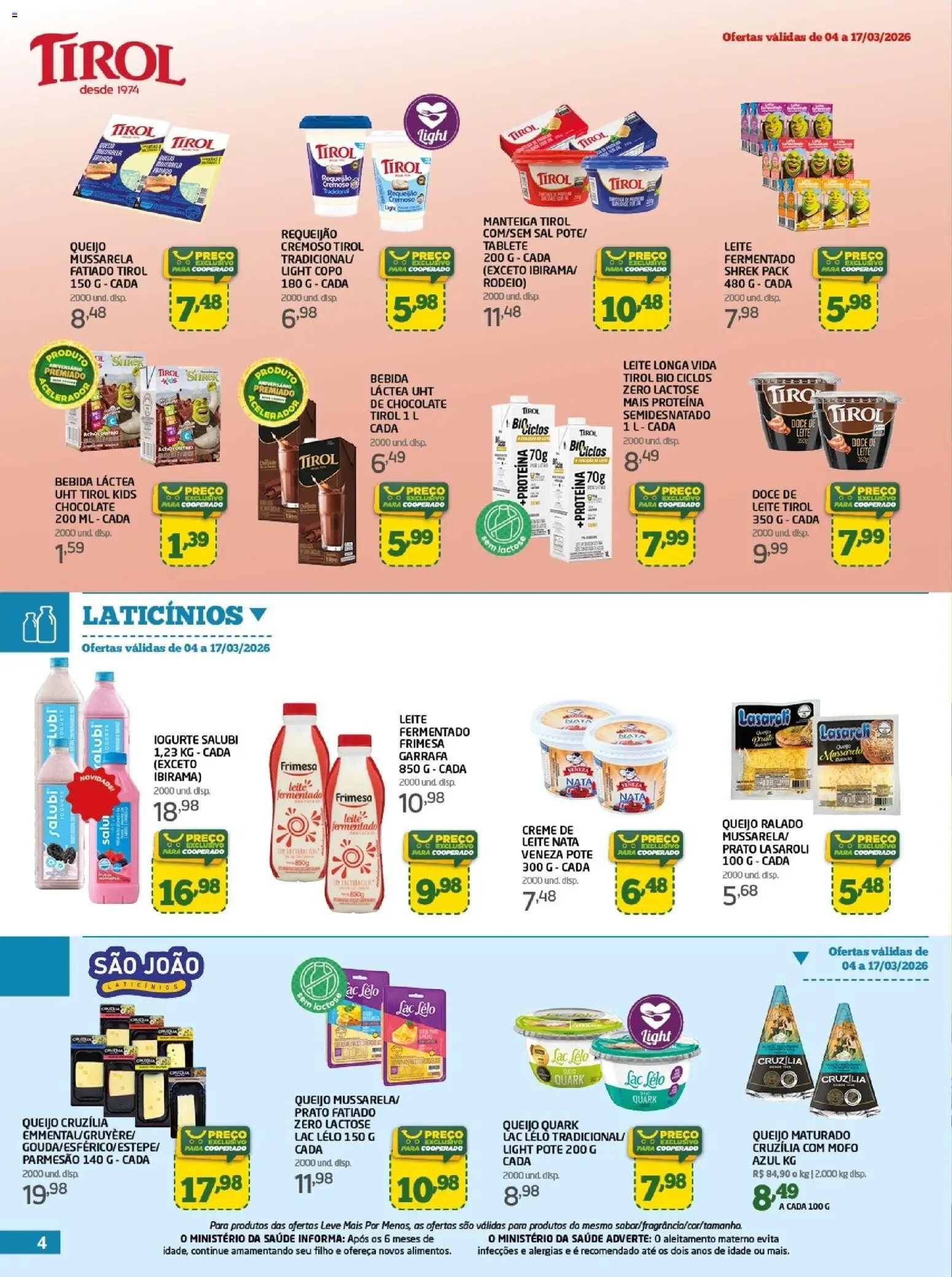 Cooper Folheto - válido de 04.03.2026 | Página: 4 | Produtos: Leite, Parmesão, Nata, Creme