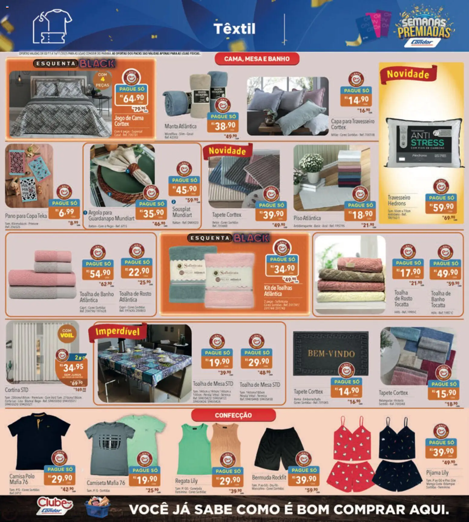 Supermercados Condor Folheto - válido de 03.11.2025 | Página: 25 | Produtos: Piso, Cortina, Cama, Guardanapo