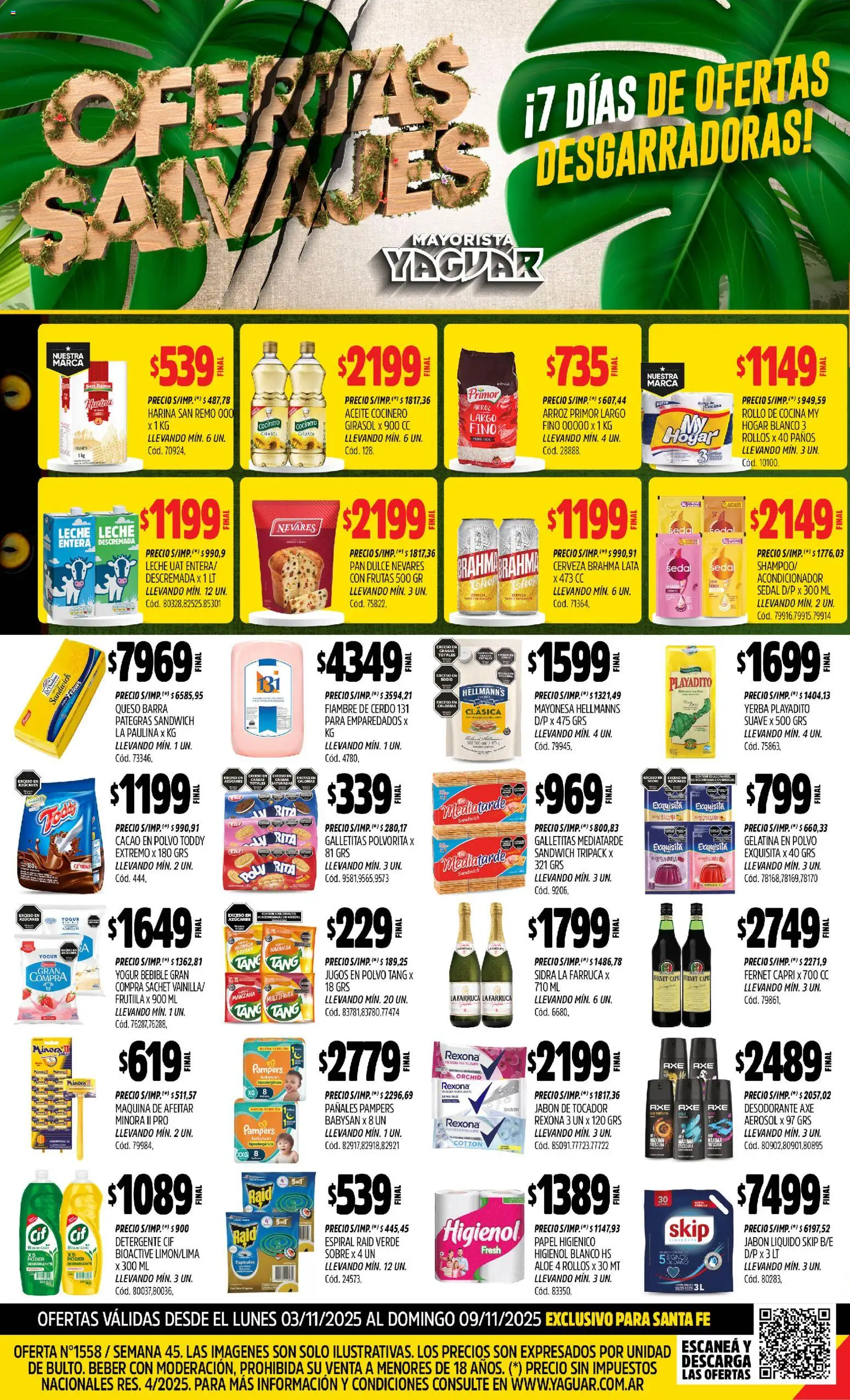 Yaguar - Santa Fe │ válido desde el 03.11.2025 | Página: 1 | Productos: Maquina de afeitar, Aceite, Yogur, Cerdo