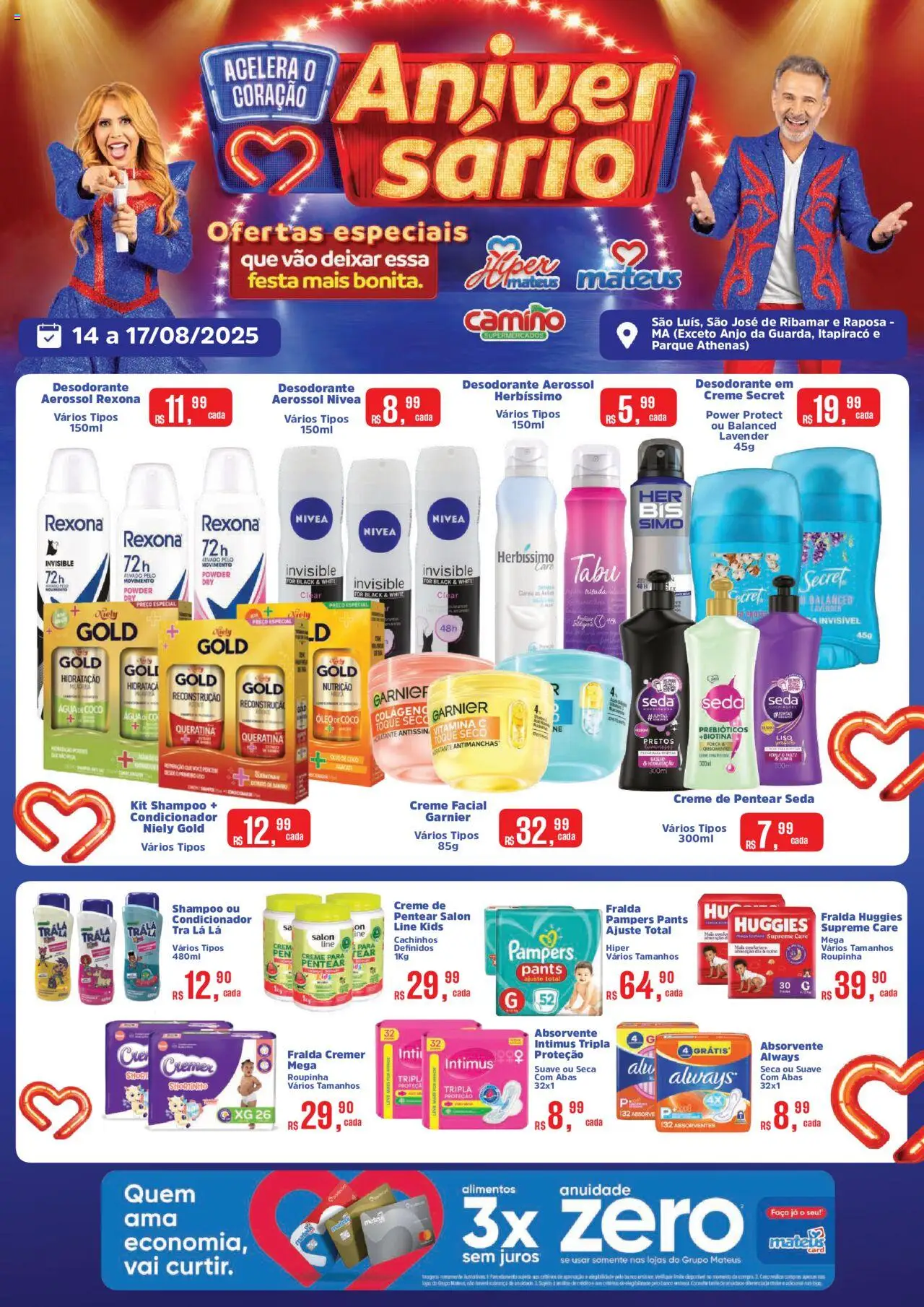 Mateus Folheto - válido de 14.08.2025 | Página: 1 | Produtos: Colágeno, Pampers, Banco, Faca
