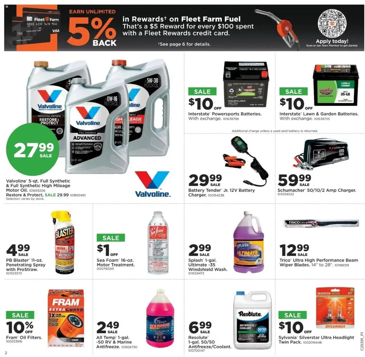 Mills Fleet Farm Weekly Ad - valid from 25.09.2025 | Page: 3 | Products: Battery, Headlight, Wiper, Antifreeze