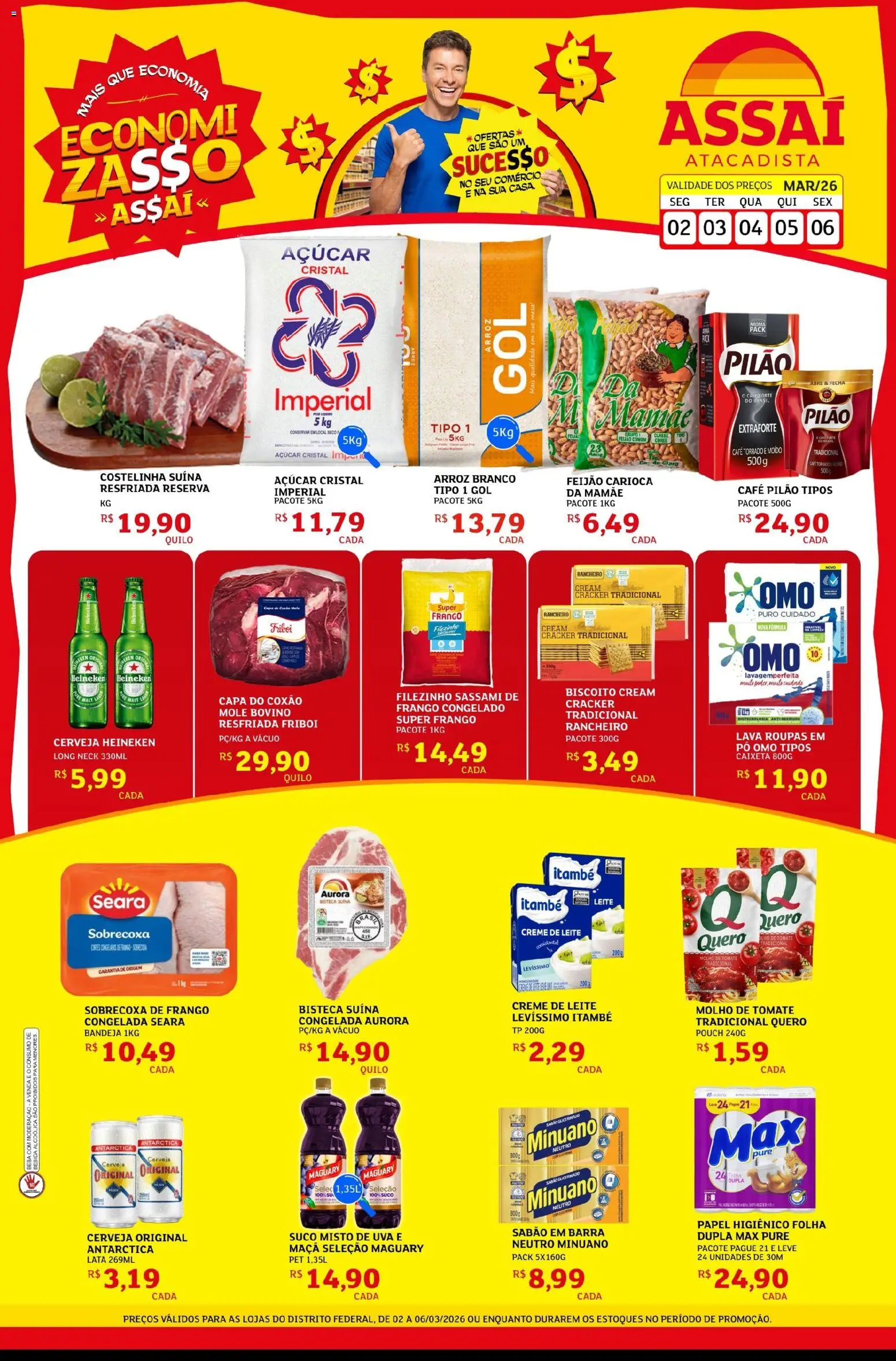 Assaí Atacadista Folheto - válido de 02.03.2026 | Página: 1 | Produtos: Feijão, Biscoito, Cerveja, Frango