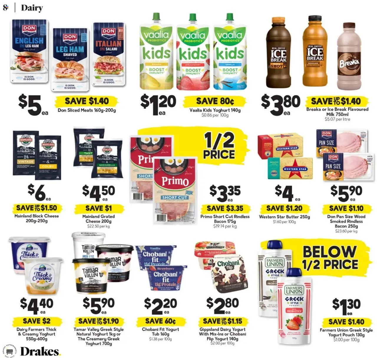 Drakes catalogue - valid from 06.08.2025 | Page: 8 | Products: Cheese, Yoghurt, Salami, Ham