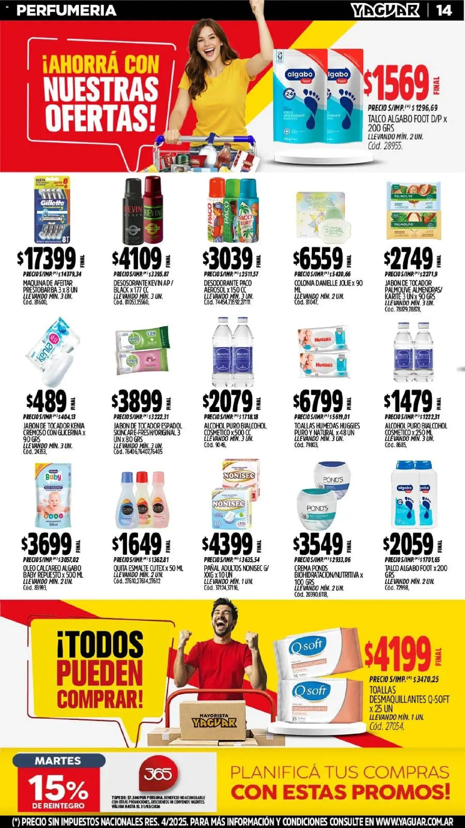 Yaguar - Oferta Semanal Jujuy │ válido desde el 02.03.2026 | Página: 14 | Productos: Toallas, Jabón, Desodorante, Crema