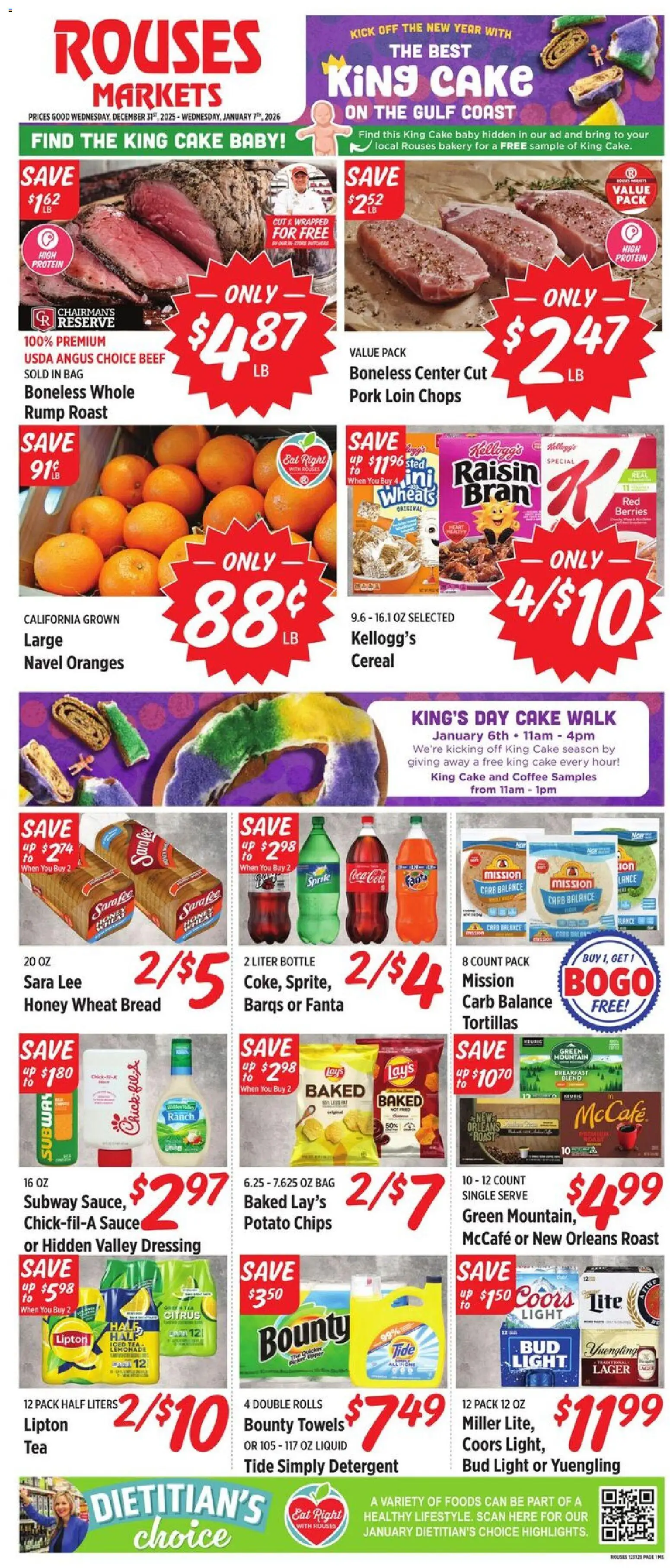 Rouses Weekly Ad - MS - valid from 31.12.2025 | Page: 2 | Products: Bread, Pork, Chips, Sauce