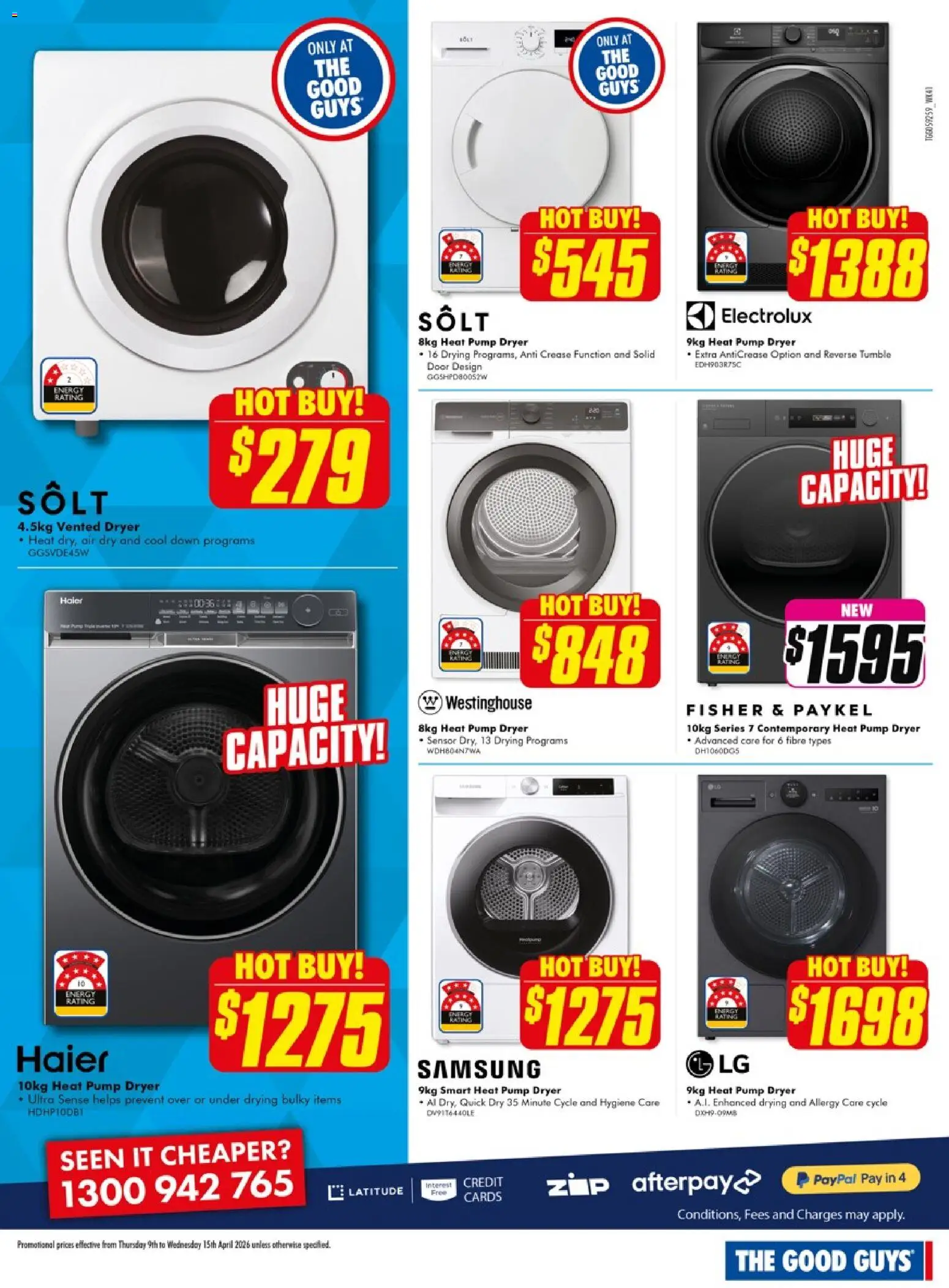 The Good Guys catalogue - valid from 08.04.2026 | Page: 3 | Products: Door, Dryer, Allergy