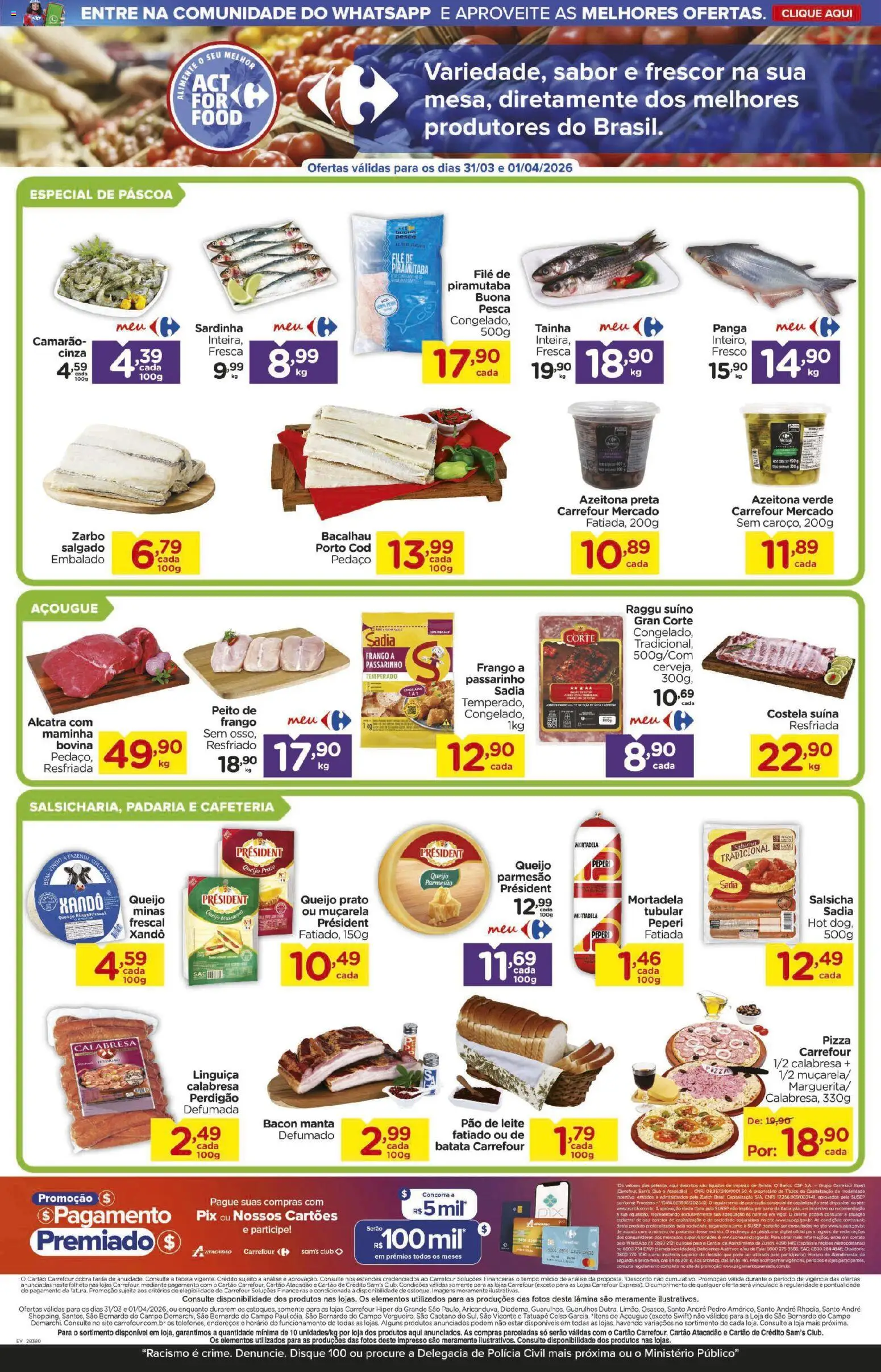 Carrefour Folheto - válido de 31.03.2026 | Página: 2 | Produtos: Linguiça, Alcatra, Queijo parmesão, Batata