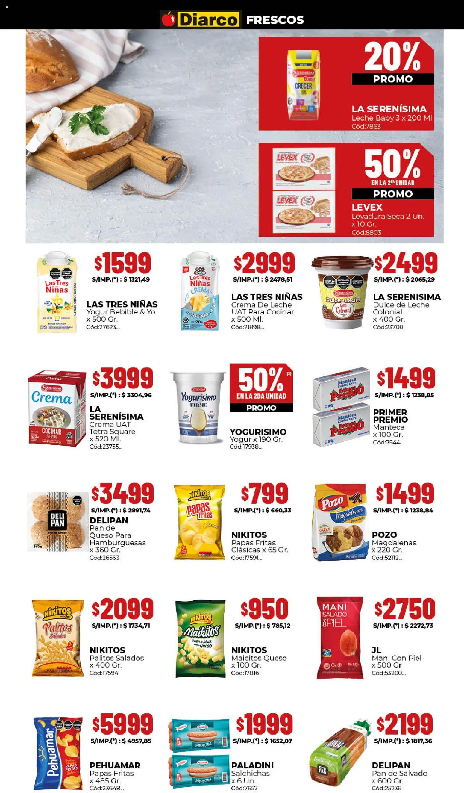 Diarco - Ofertas Gba │ válido desde el 26.01.2026 | Página: 11 | Productos: Crema de leche, Dulce de leche, Pan, Papas fritas
