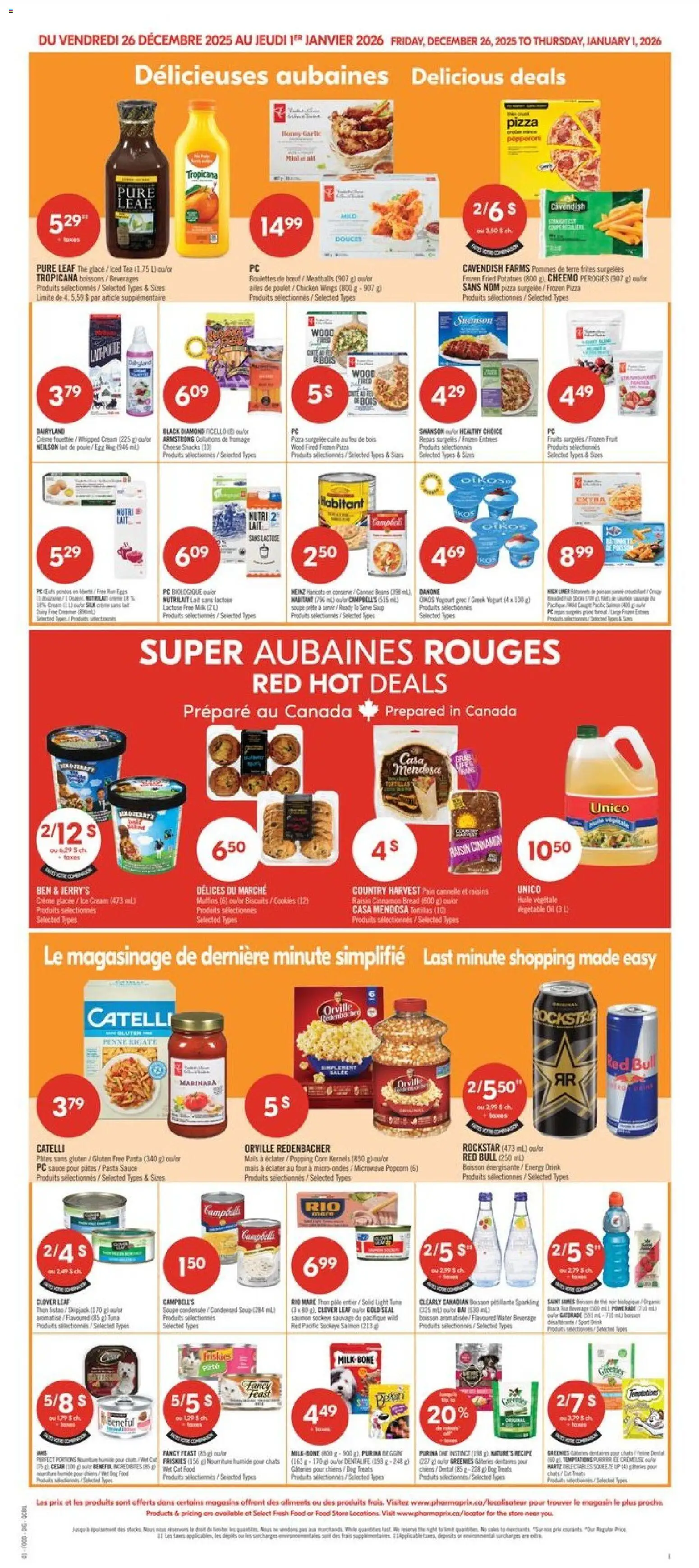 Pharmaprix flyer valid from 26.12.2025 | Page: 4 | Products: Fish, Cookies, Ice cream, Pizza