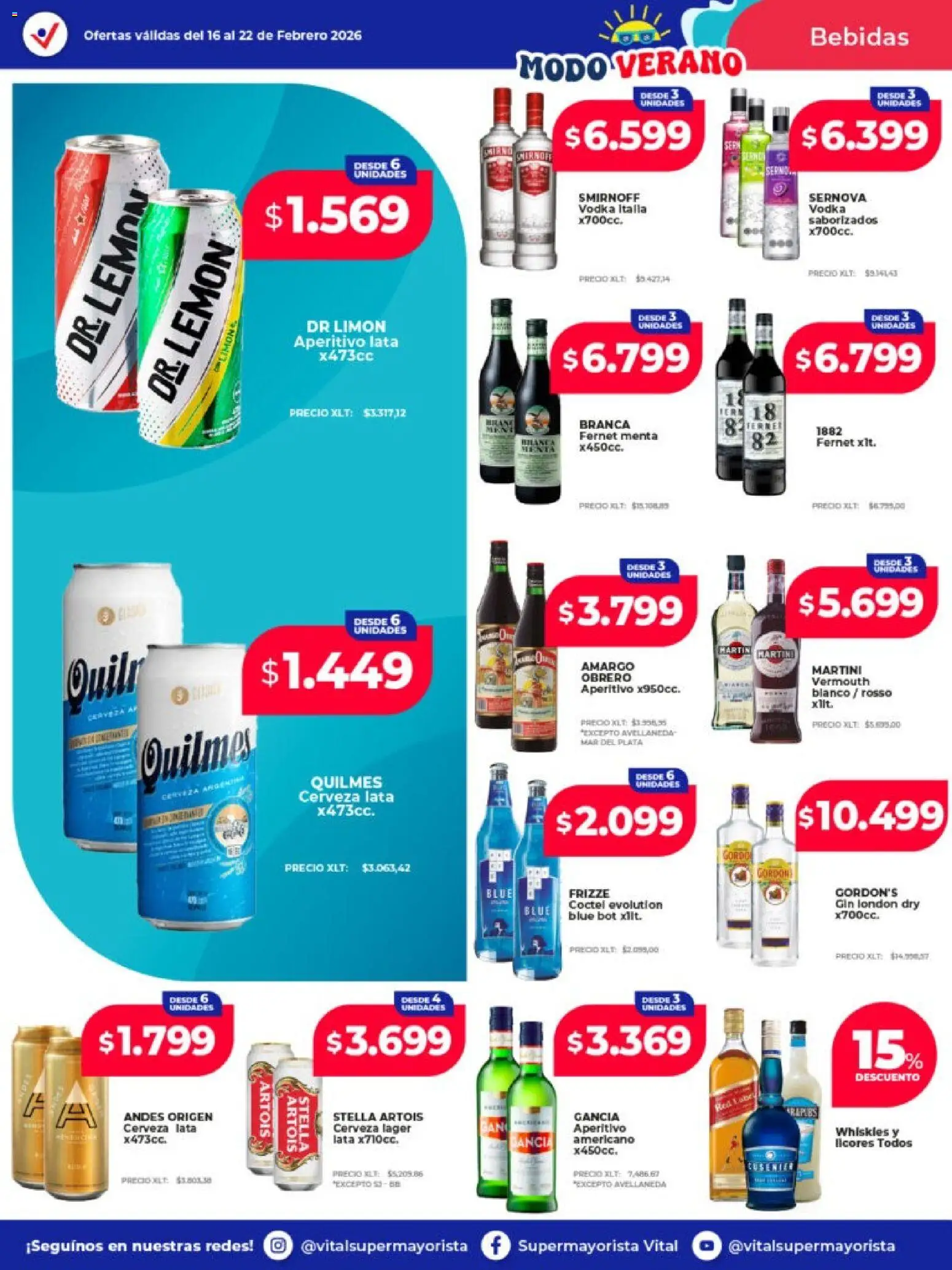 Vital - Ofertas - Santa Fe  │ válido desde el 16.02.2026 | Página: 13 | Productos: Vodka, Gin, Fernet, Cerveza