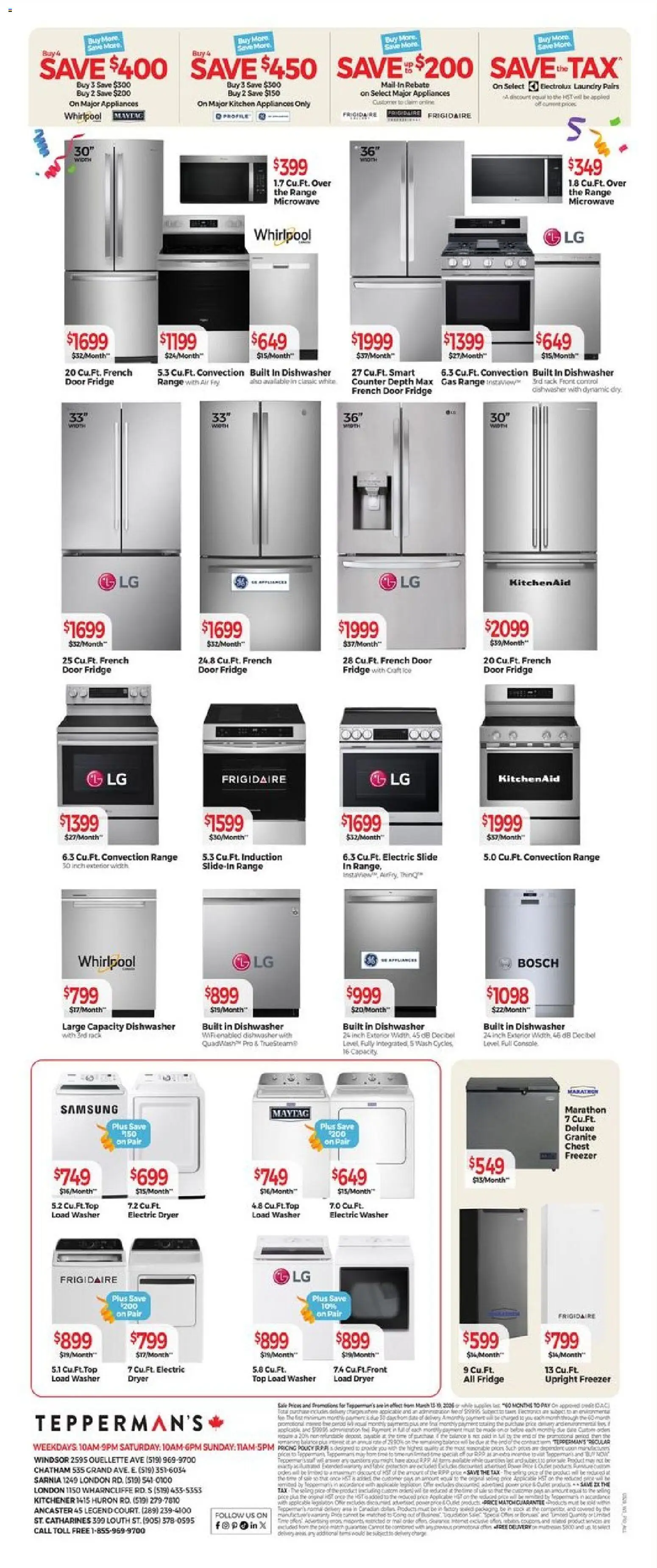 Tepperman's flyer valid from 13.03.2026 | Page: 14 | Products: Freezer, Dryer, Dishwasher