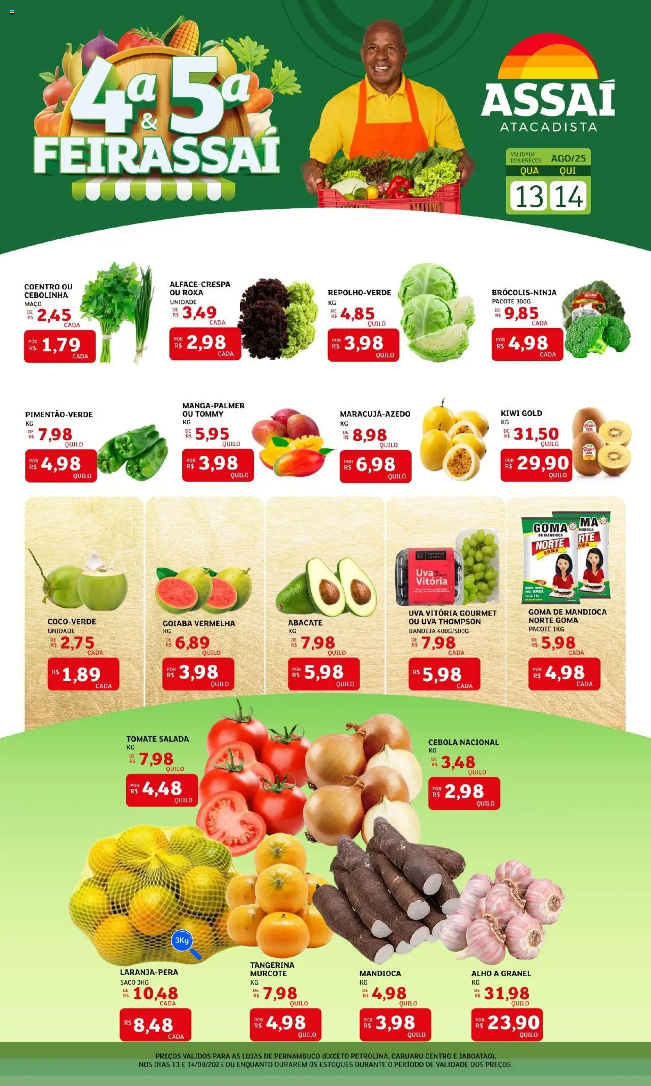 Assaí Atacadista Folheto - válido de 13.08.2025 | Página: 1 | Produtos: Goiaba, Alho, Kiwi, Bandeja