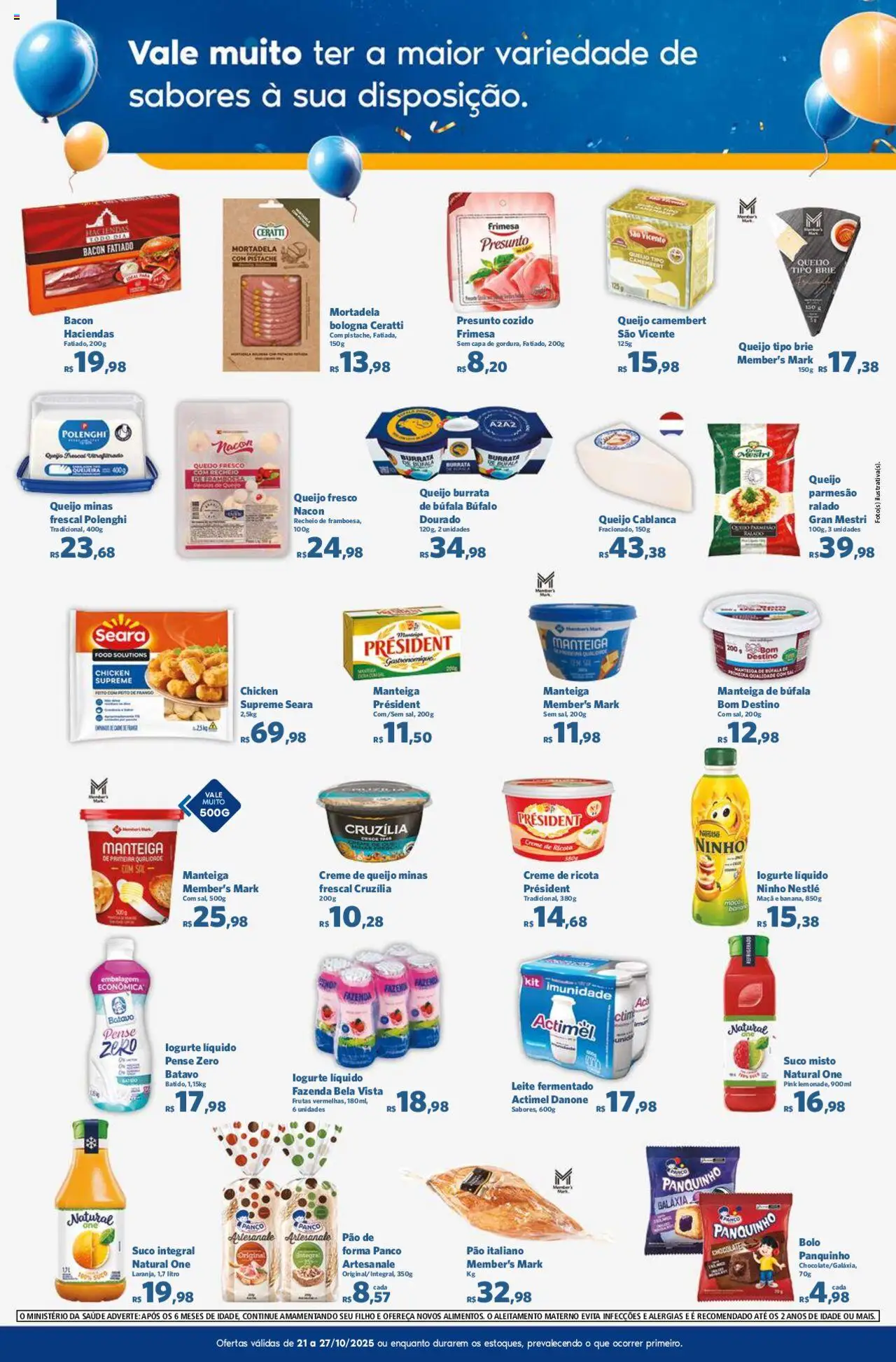 Sam's Club Folheto - válido de 21.10.2025 | Página: 6 | Produtos: Parmesão, Frango, Leite fermentado, Peito de frango