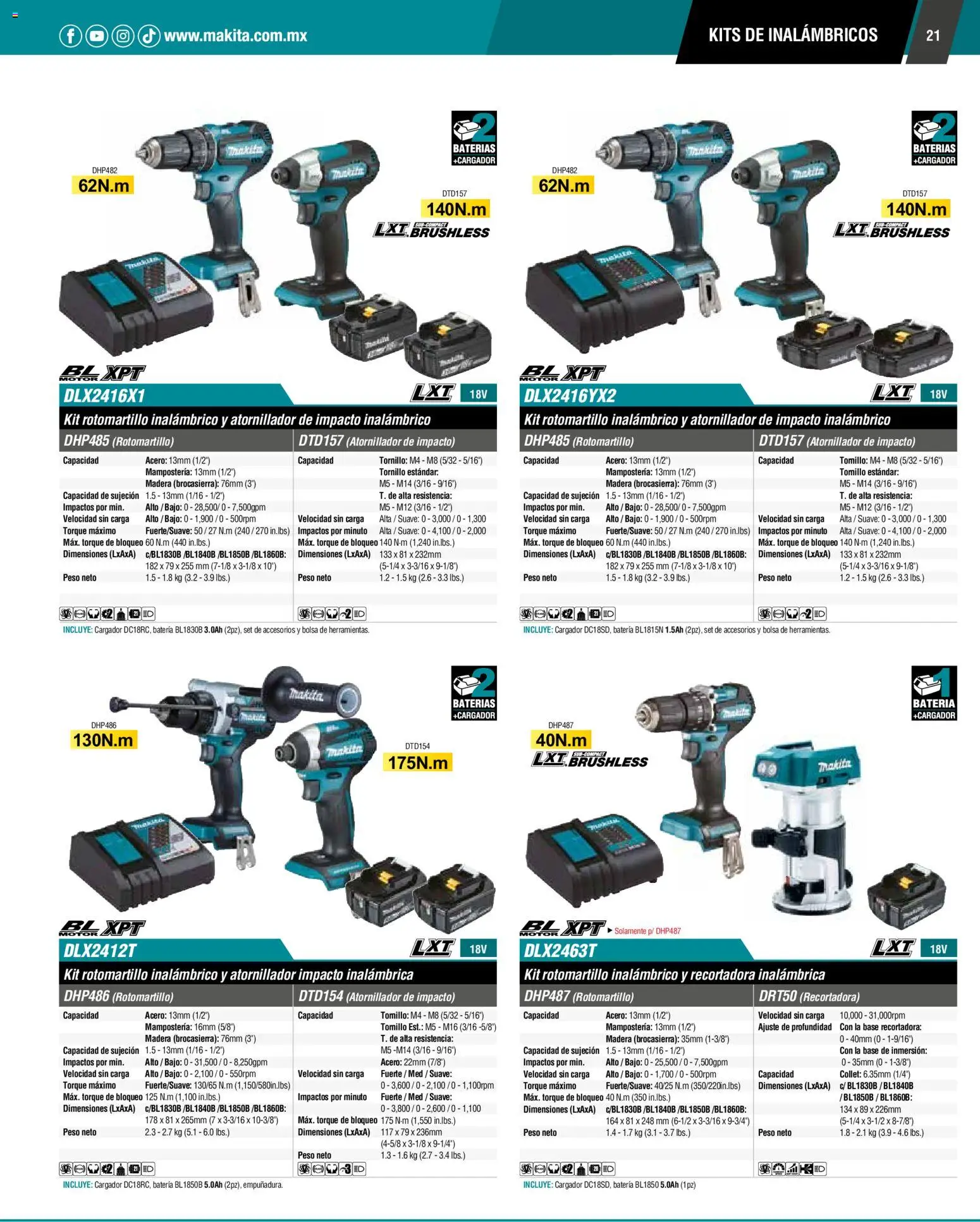 Nuevas ofertas de Makita válidas en toda la República Mexicana desde el 01.01.2024. ¡Encuentra las mejores ofertas en Makita catálogo General! | Página: 21 | Productos: Bolsa, Tornillo, Cargador, Batería