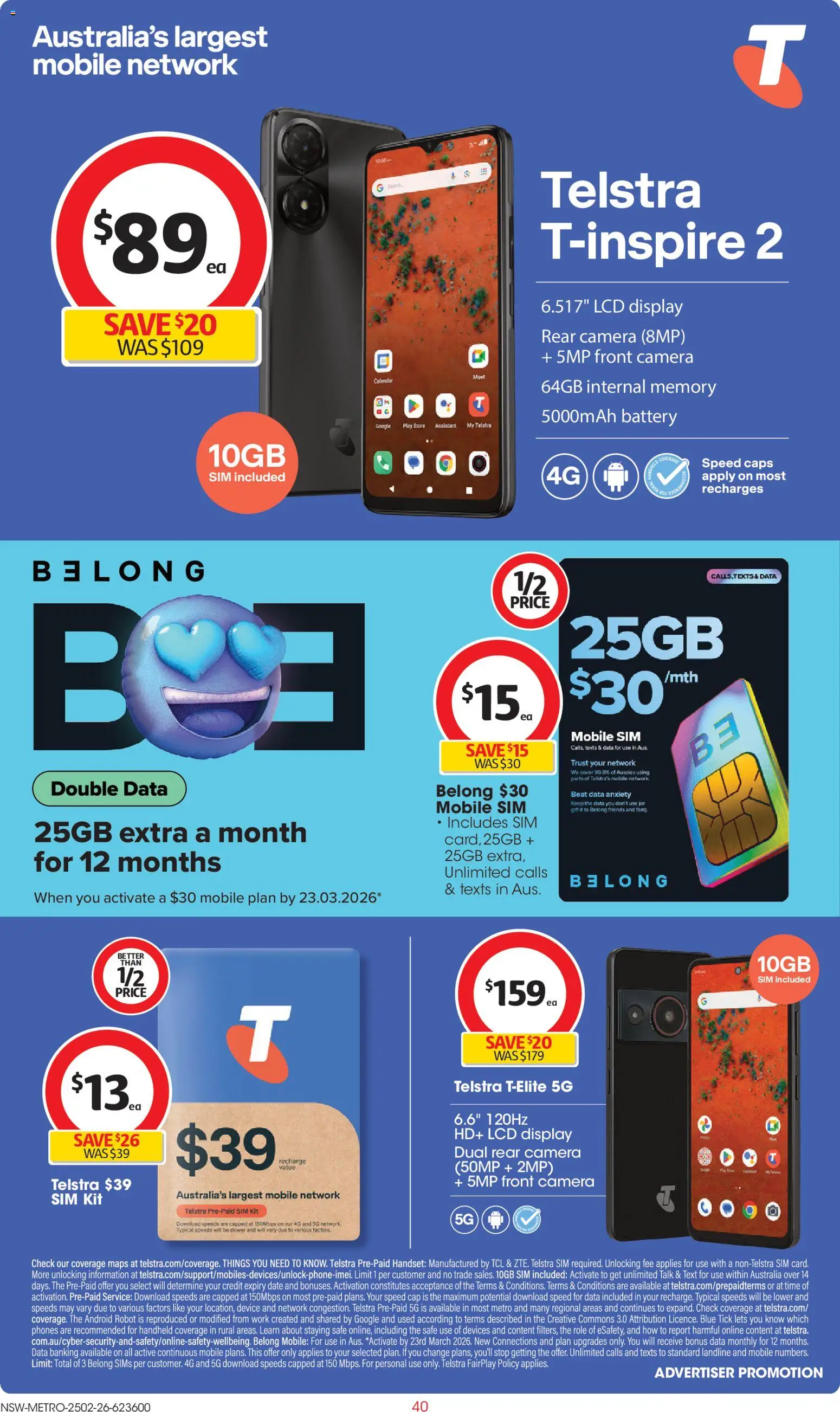Coles catalogue - valid from 25.02.2026 | Page: 40 | Products: Date, Cap, Device, Mobile