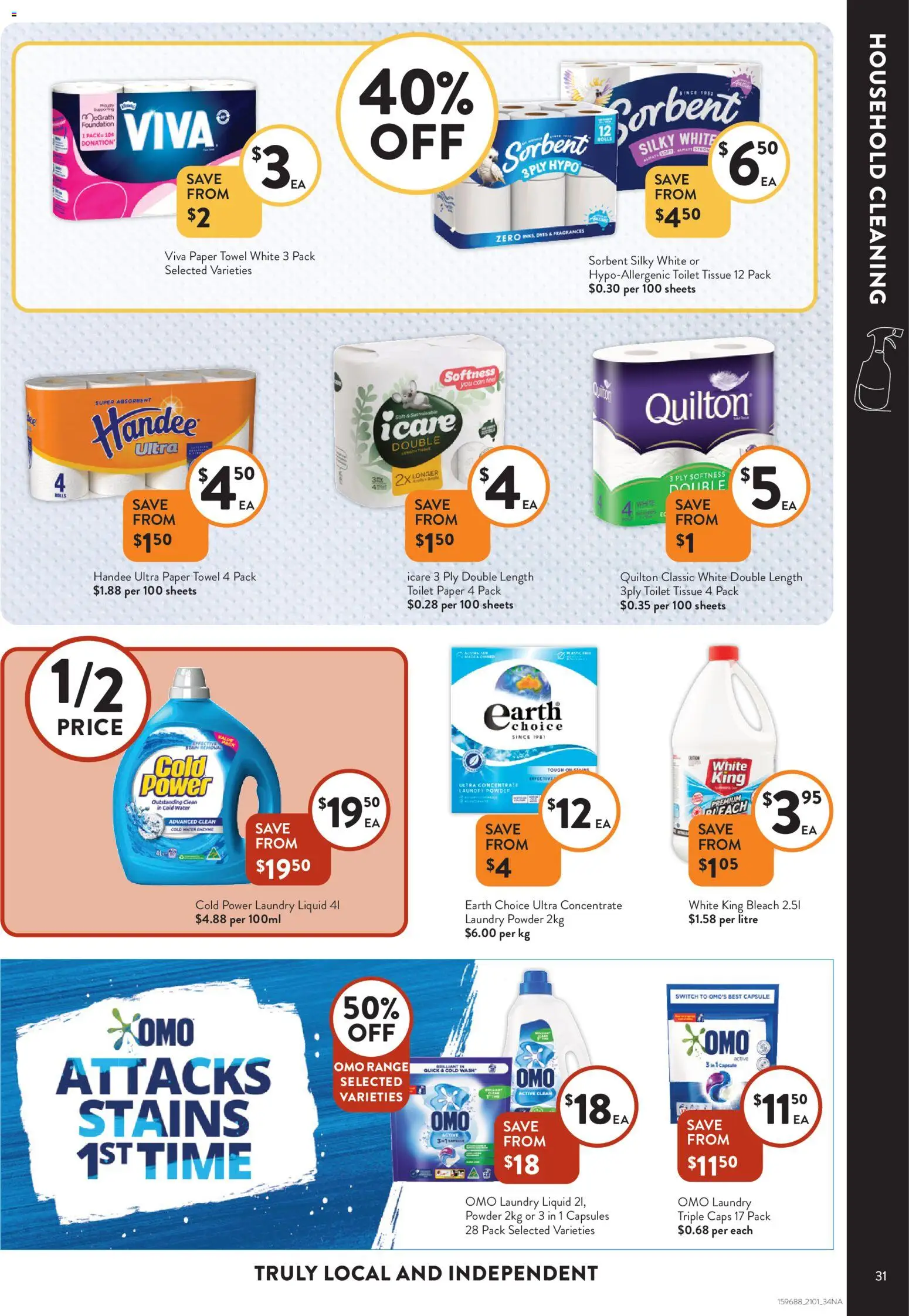 Foodworks catalogue - valid from 14.01.2026 | Page: 31 | Products: Powder, Toilet paper, Water, Laundry