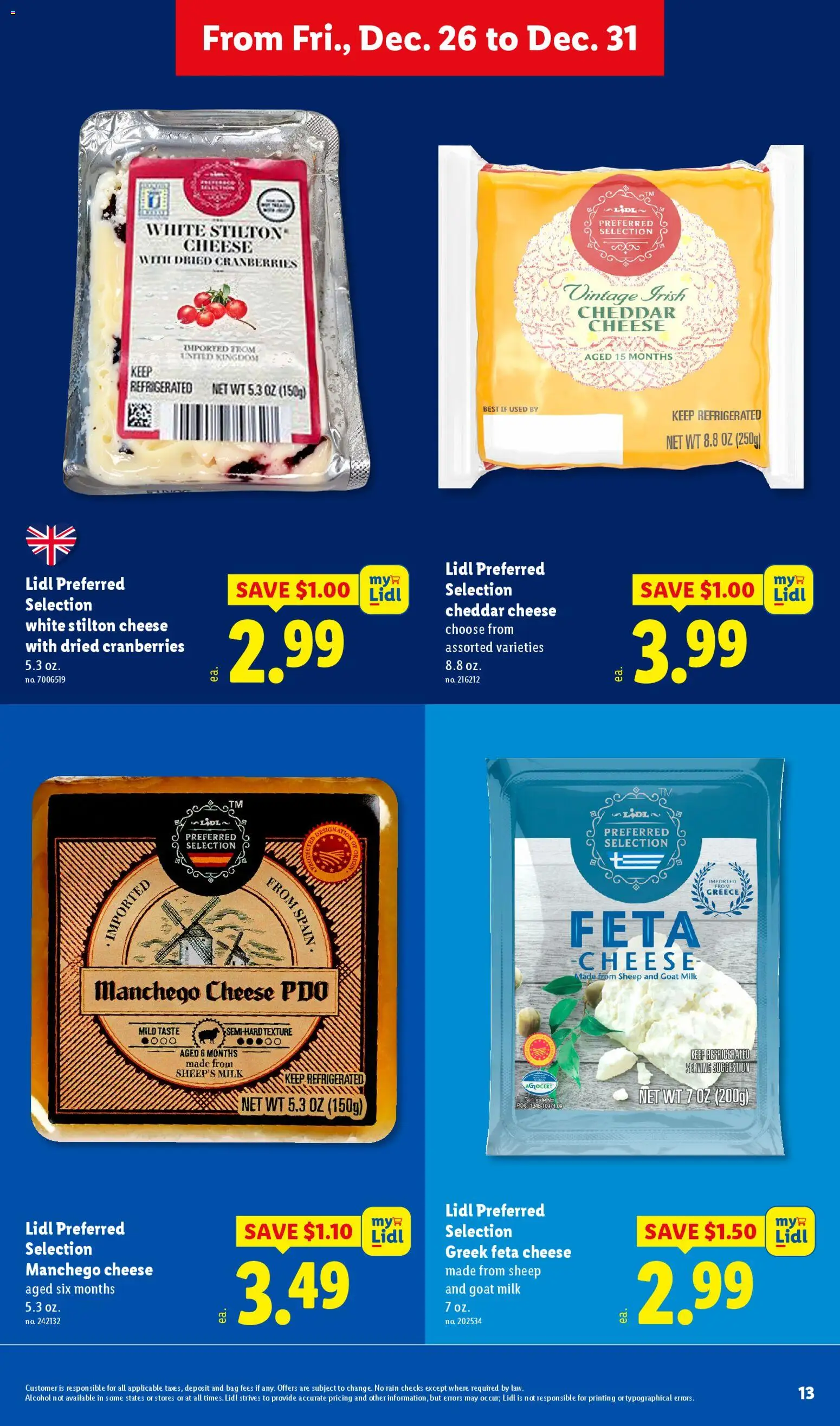 Lidl Weekly Ad - valid from 26.12.2025 | Page: 13 | Products: Milk, Cheese, Bag