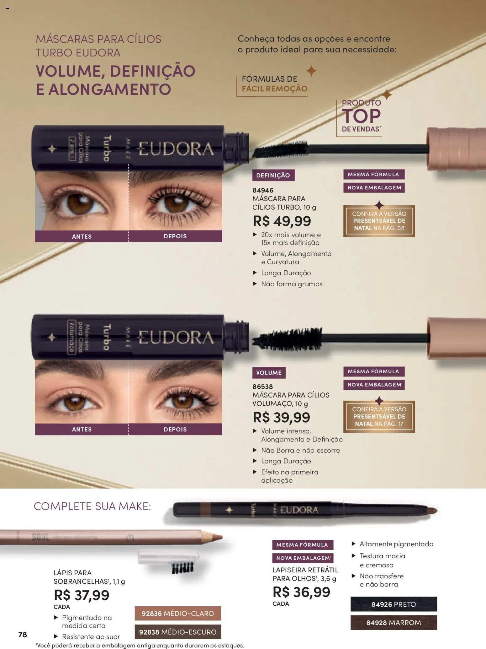 Eudora Folheto - válido de 10.11.2025 | Página: 78 | Produtos: Máscara para cílios, Lápis, Lapiseira