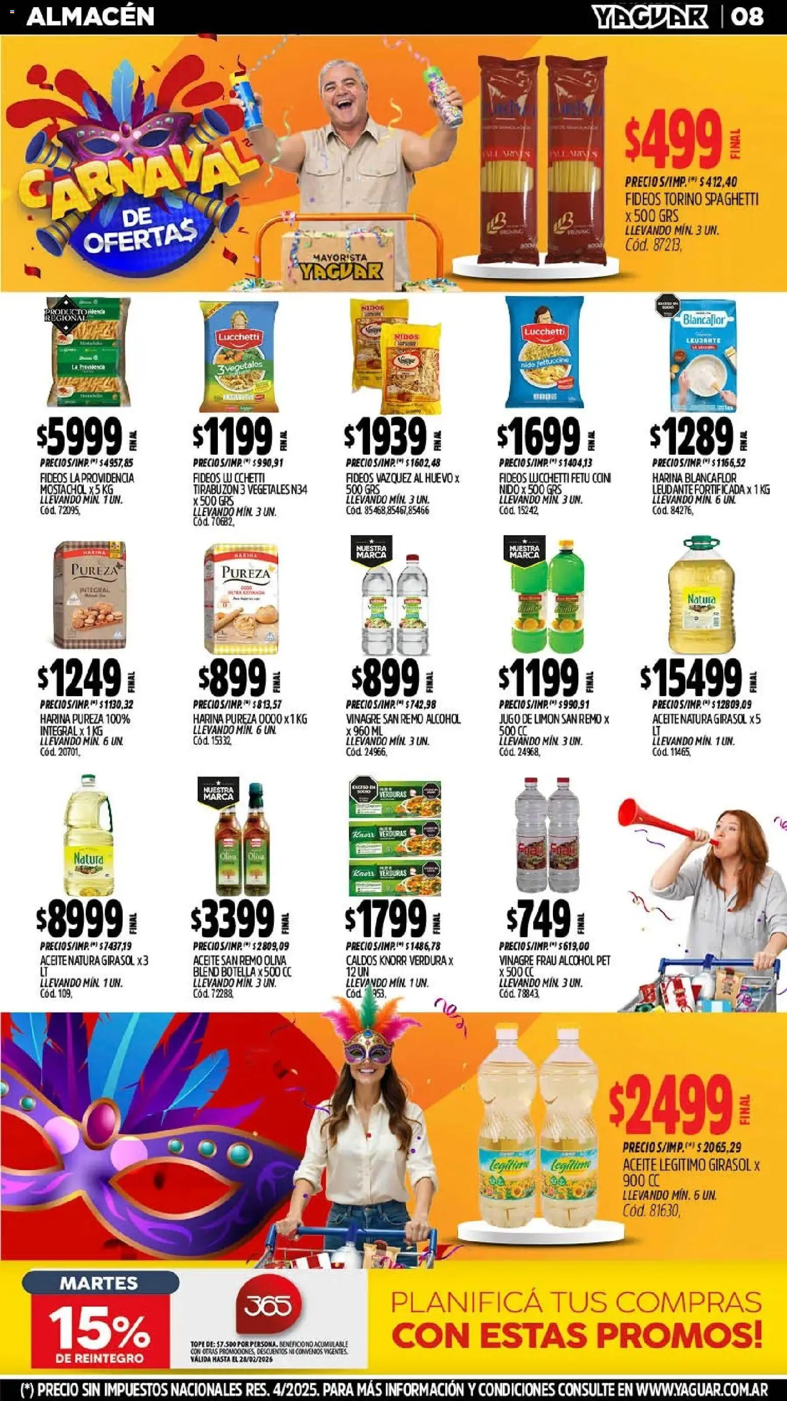 Yaguar - Oferta Semanal Jujuy │ válido desde el 09.02.2026 | Página: 8 | Productos: Harina, Vinagre, Oliva, Limón